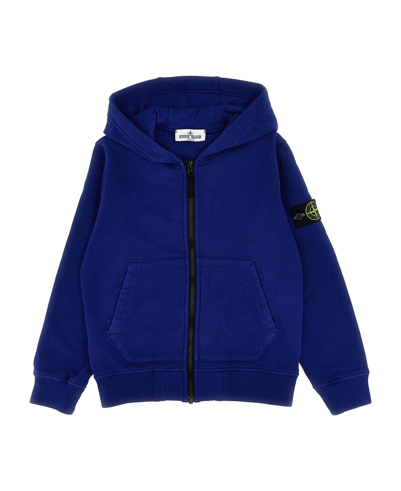 Stone Island Junior Logo Patch Hoodie - Clear Blue