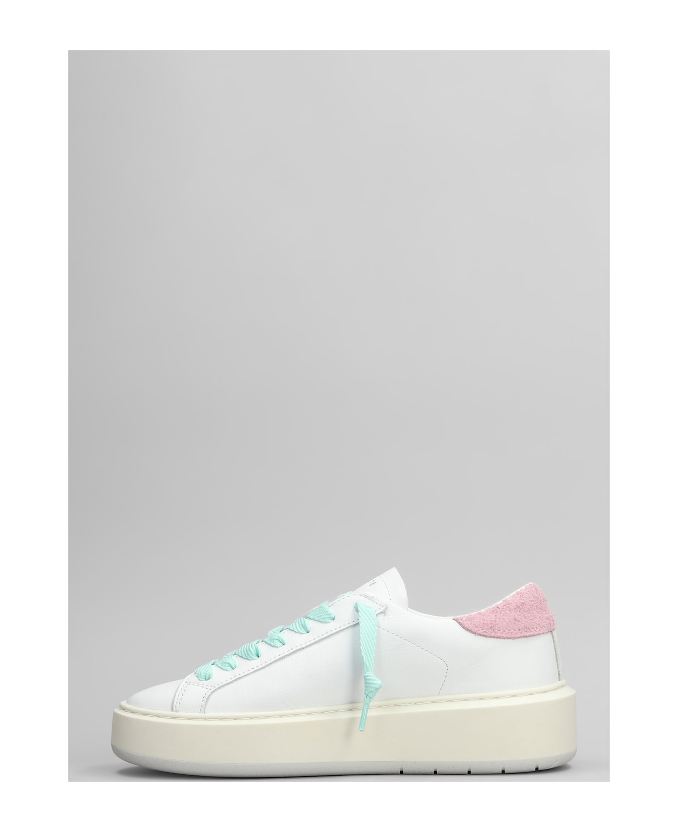 D.A.T.E. Hill Low Platform Sneakers In White Leather - white