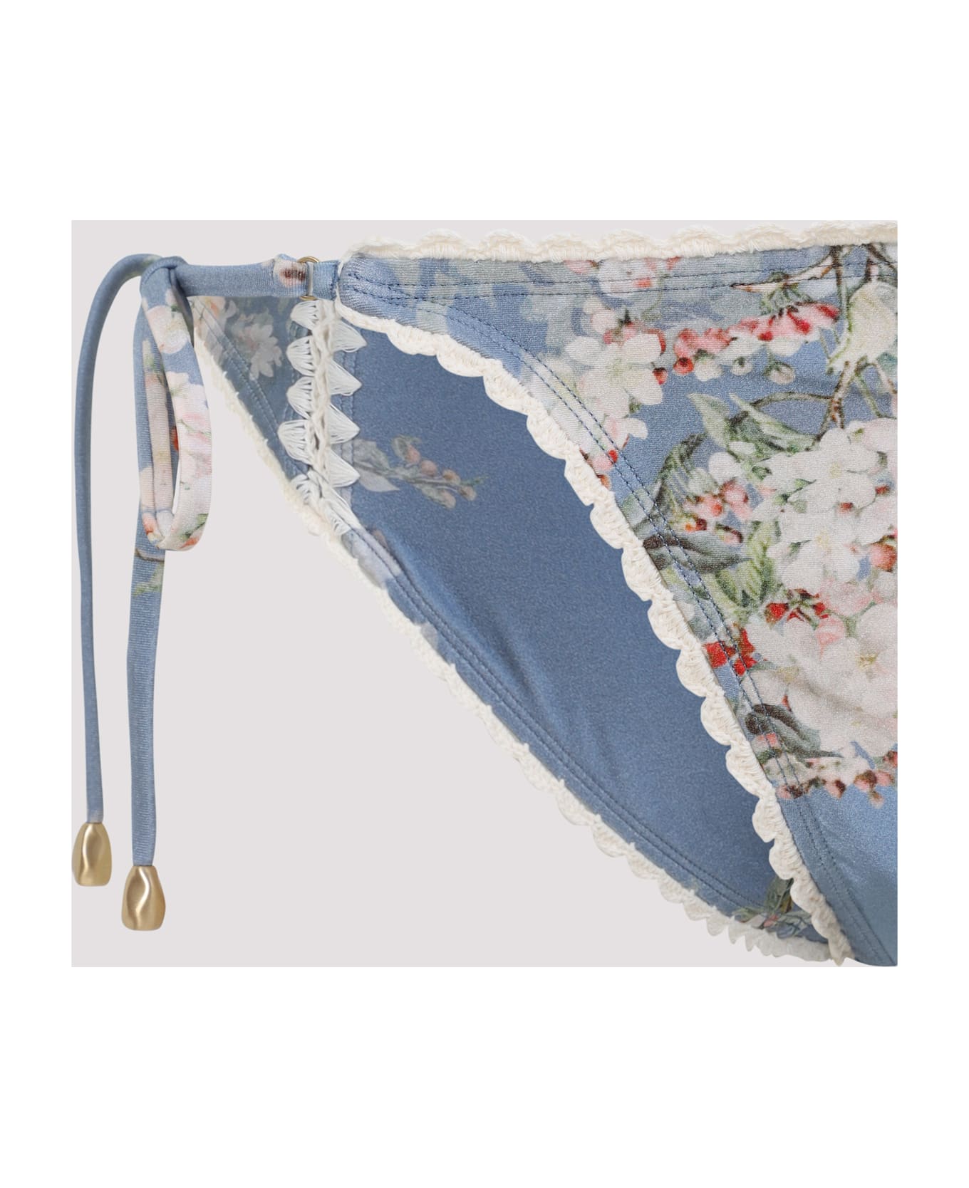 Zimmermann Cascadian Crochet Tri Bikini - Teal Blue Botanical Floral
