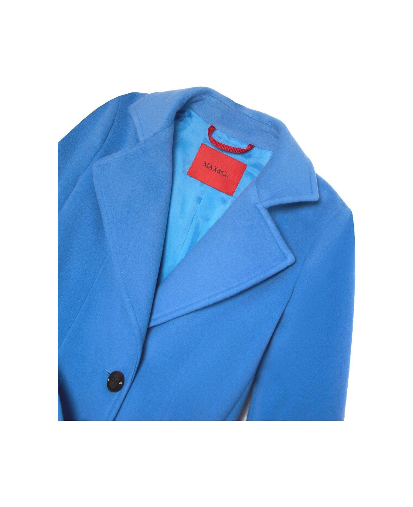 Max&Co. Belted Single-breasted Long Sleeevd Coat - Azzurro