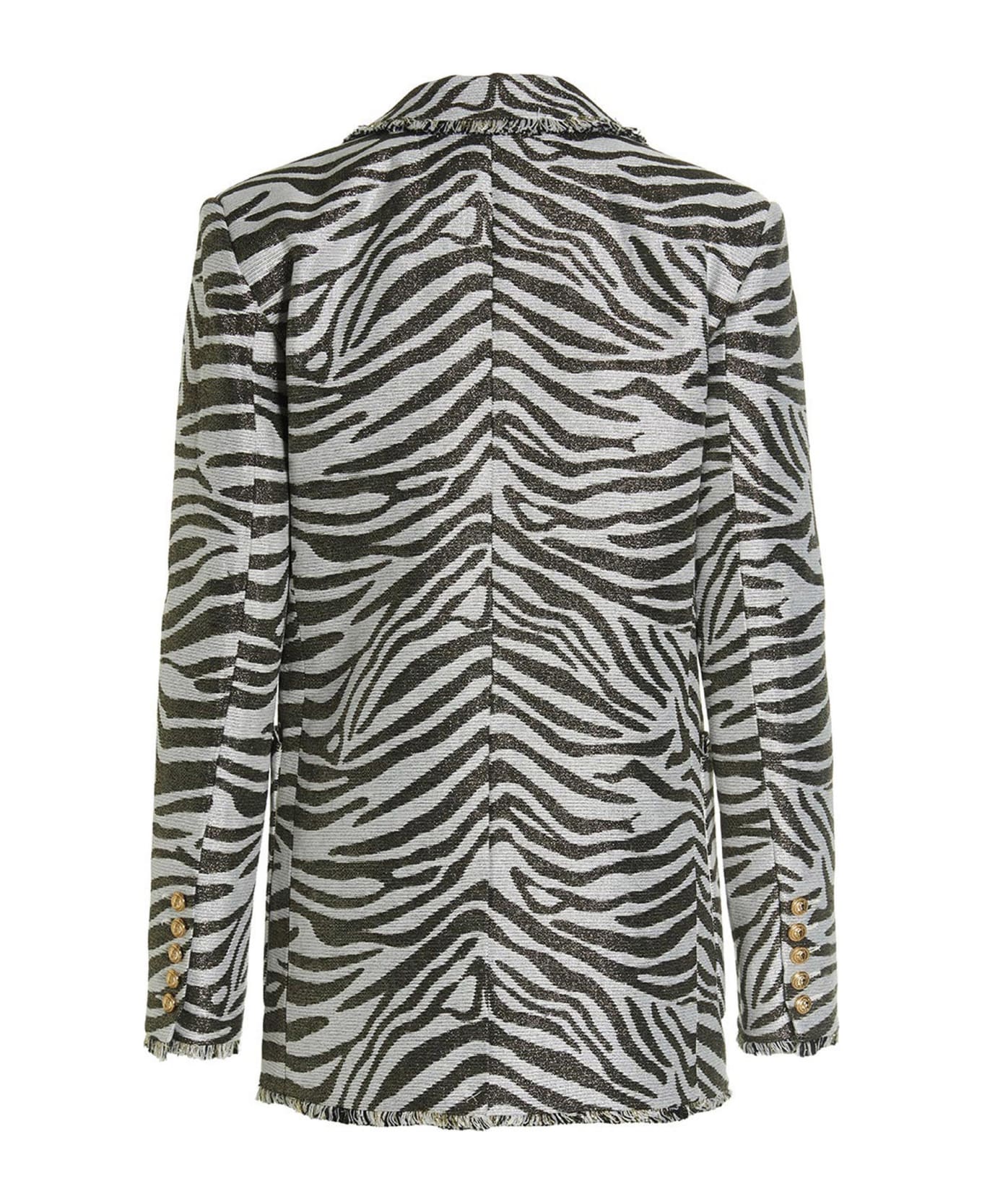 Balmain Zebra Double-breasted Jacket - Gad Blanc Or
