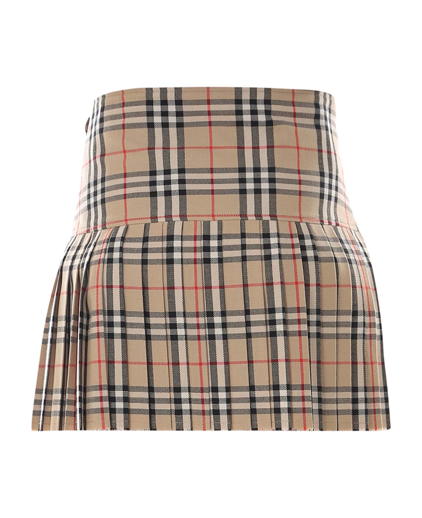 Burberry Wool Skirt With Iconic Print - Beige