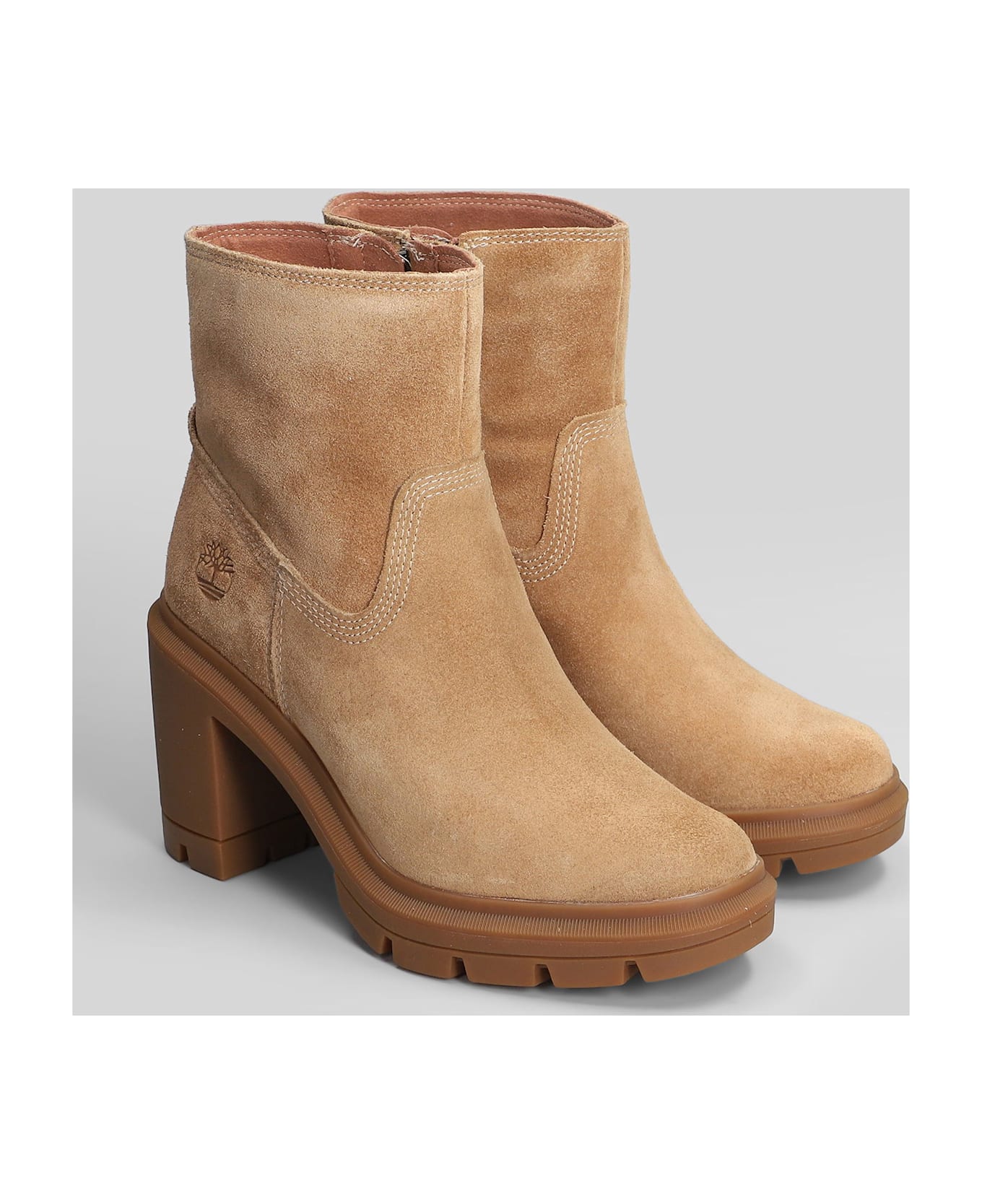 Timberland Allington Heights High Heels Ankle Boots In Beige Suede - beige