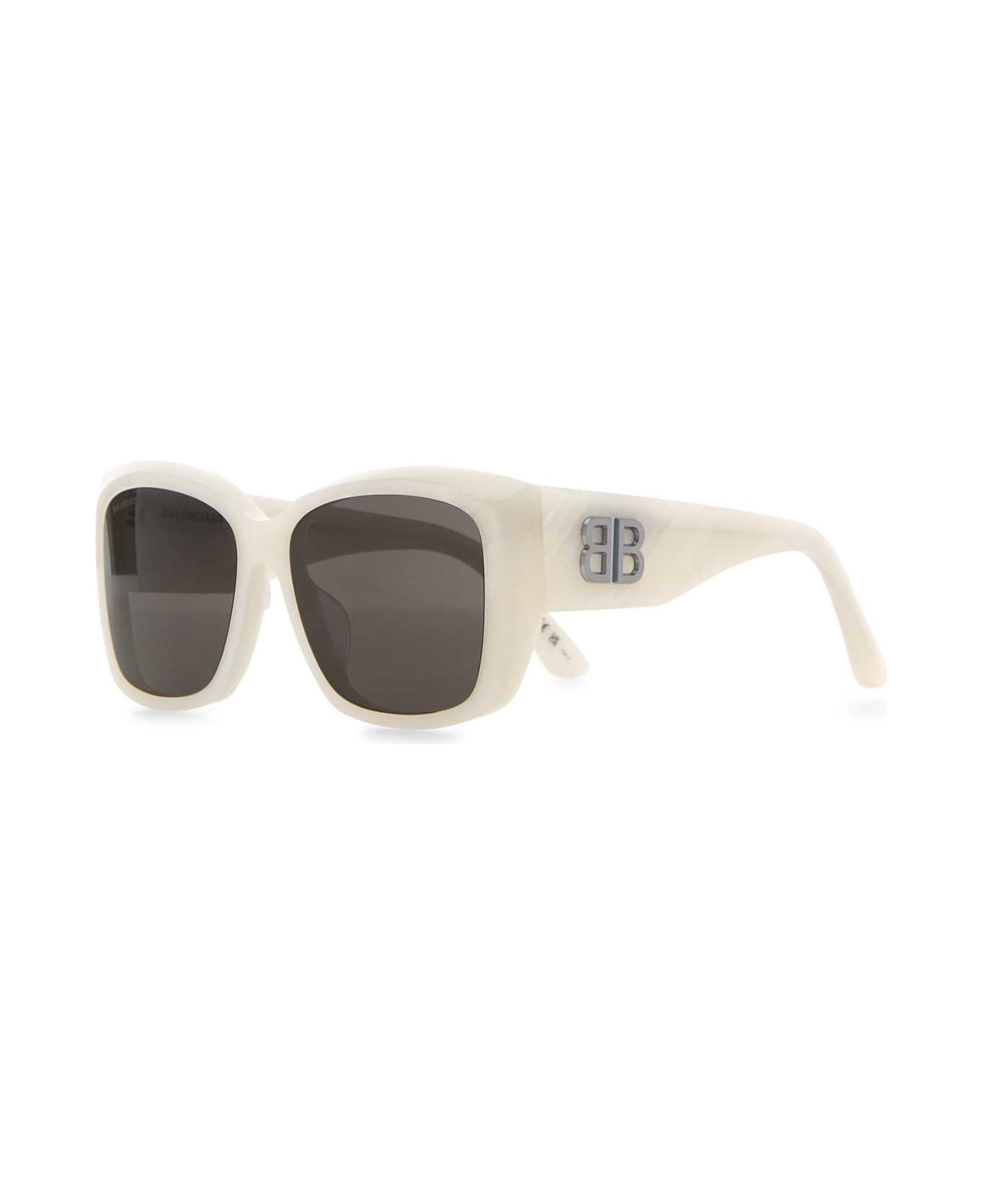 Balenciaga White Acetate Sunglasses - WHITE PEARL/IRI LOGO