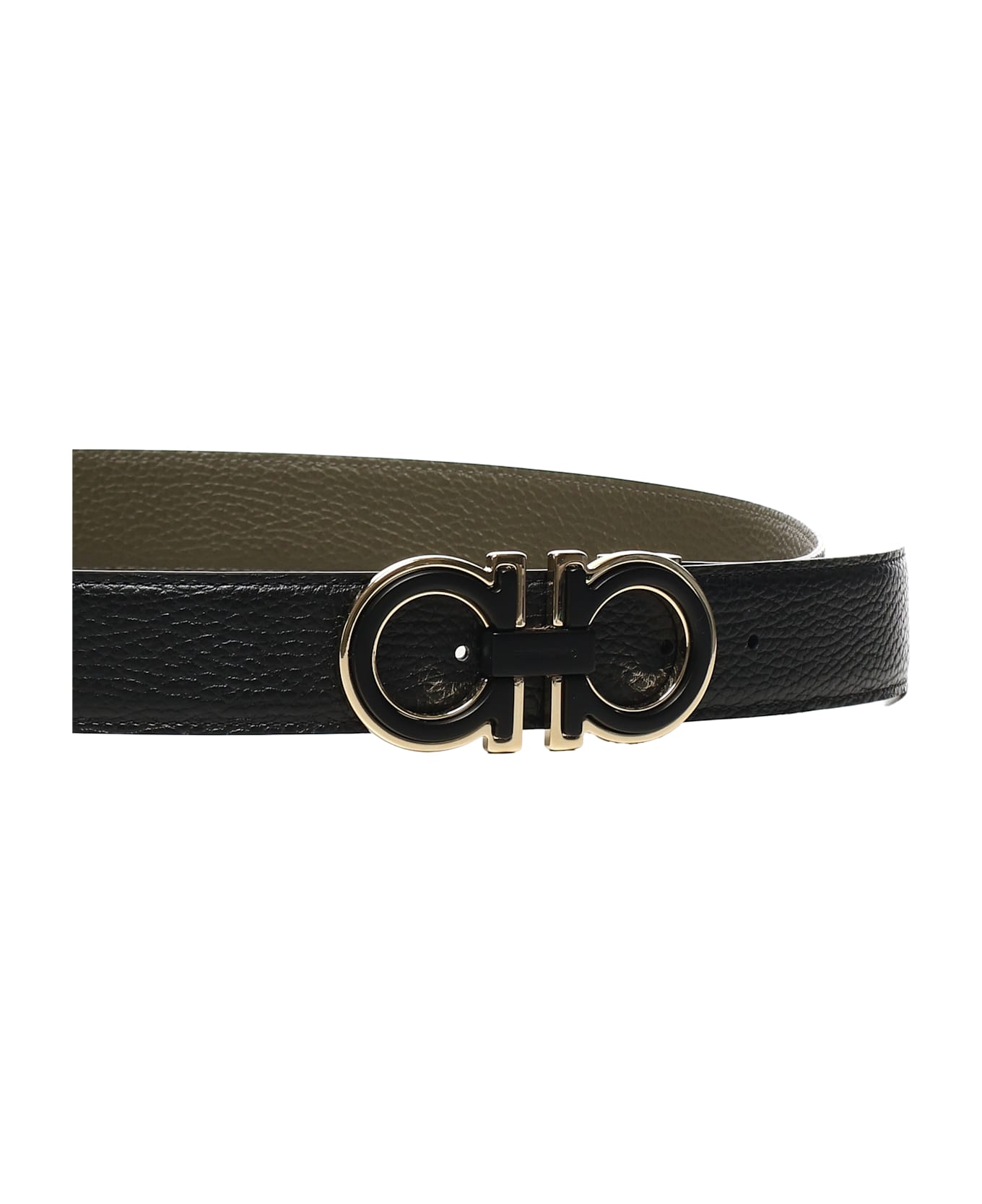 Ferragamo Gancini Belt In Calfskin - Black