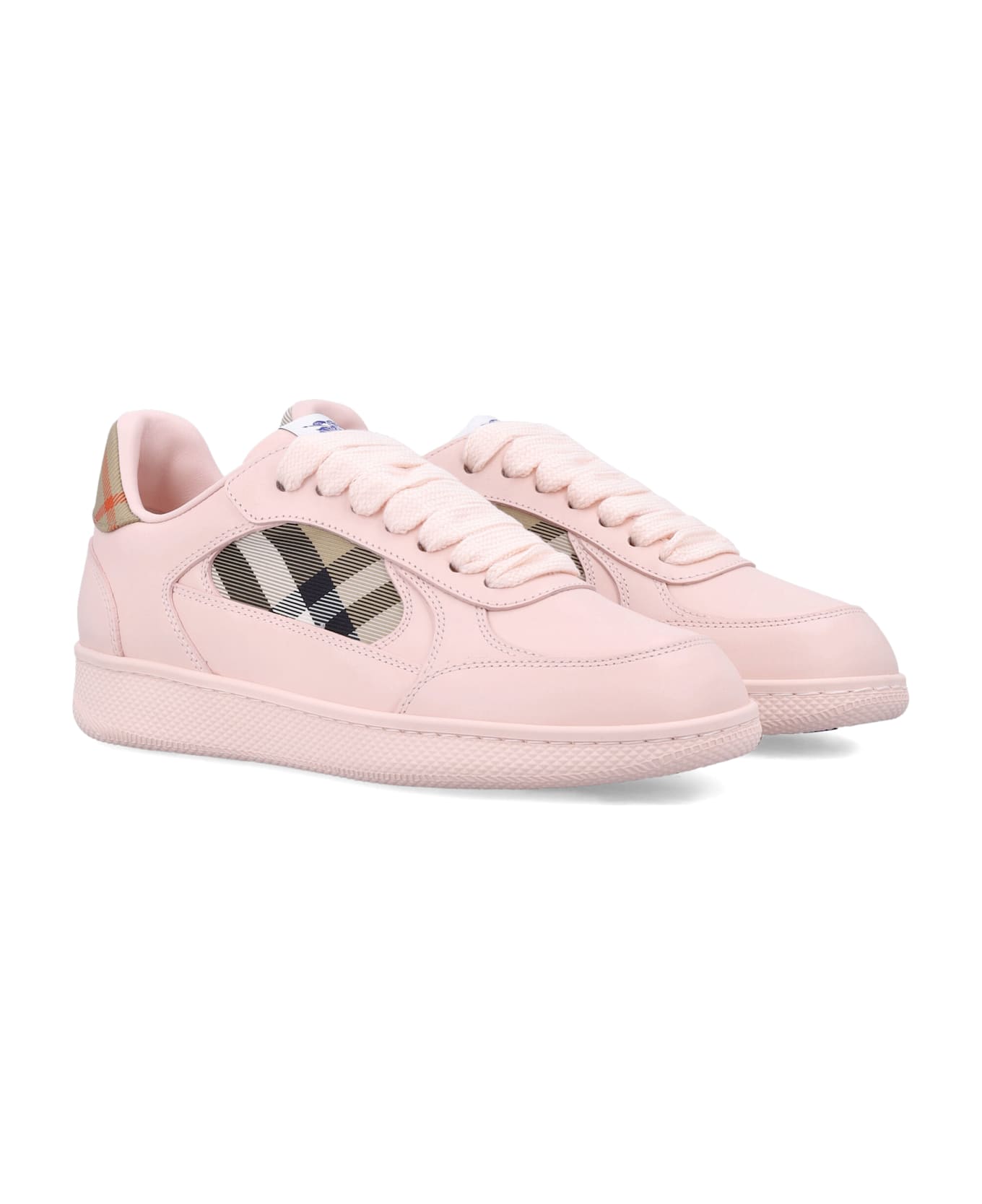 Burberry London Leather And Check Terrace Women S Sneakers - FLORA/ SAND IP CHK