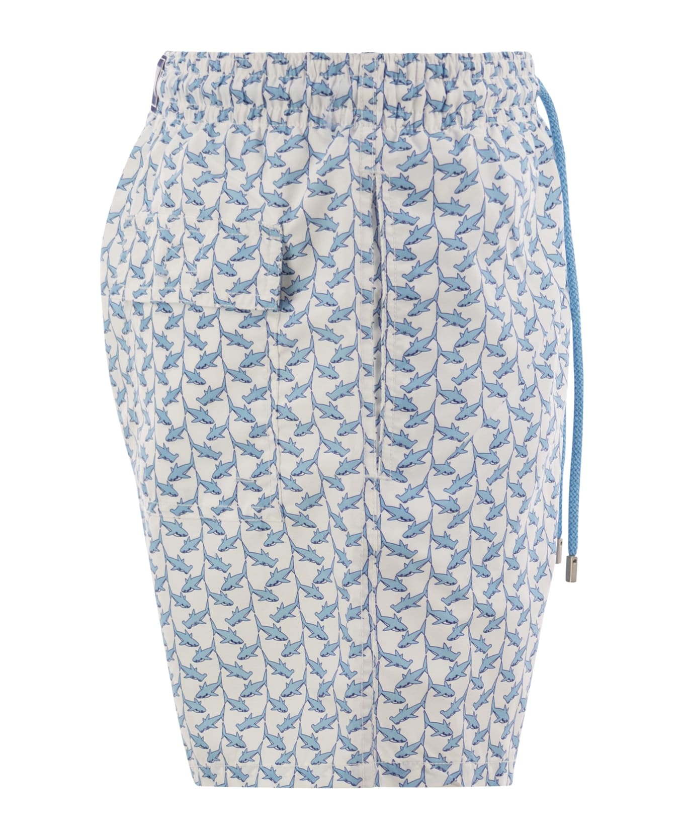 Vilebrequin Moorea - Patterned Beach Shorts - White/light Blue
