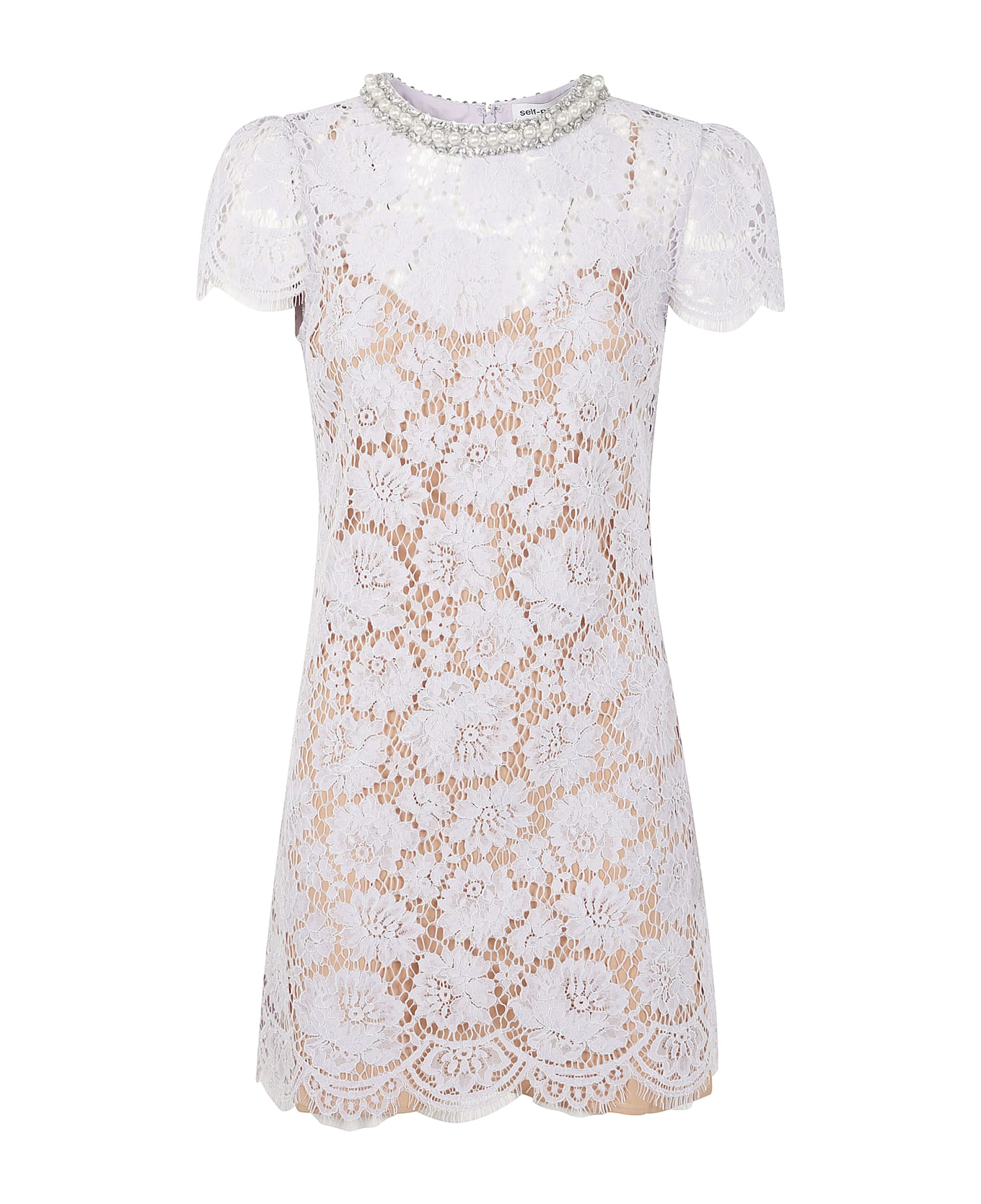 self-portrait Lilac Lace Mini Dress - Lilac