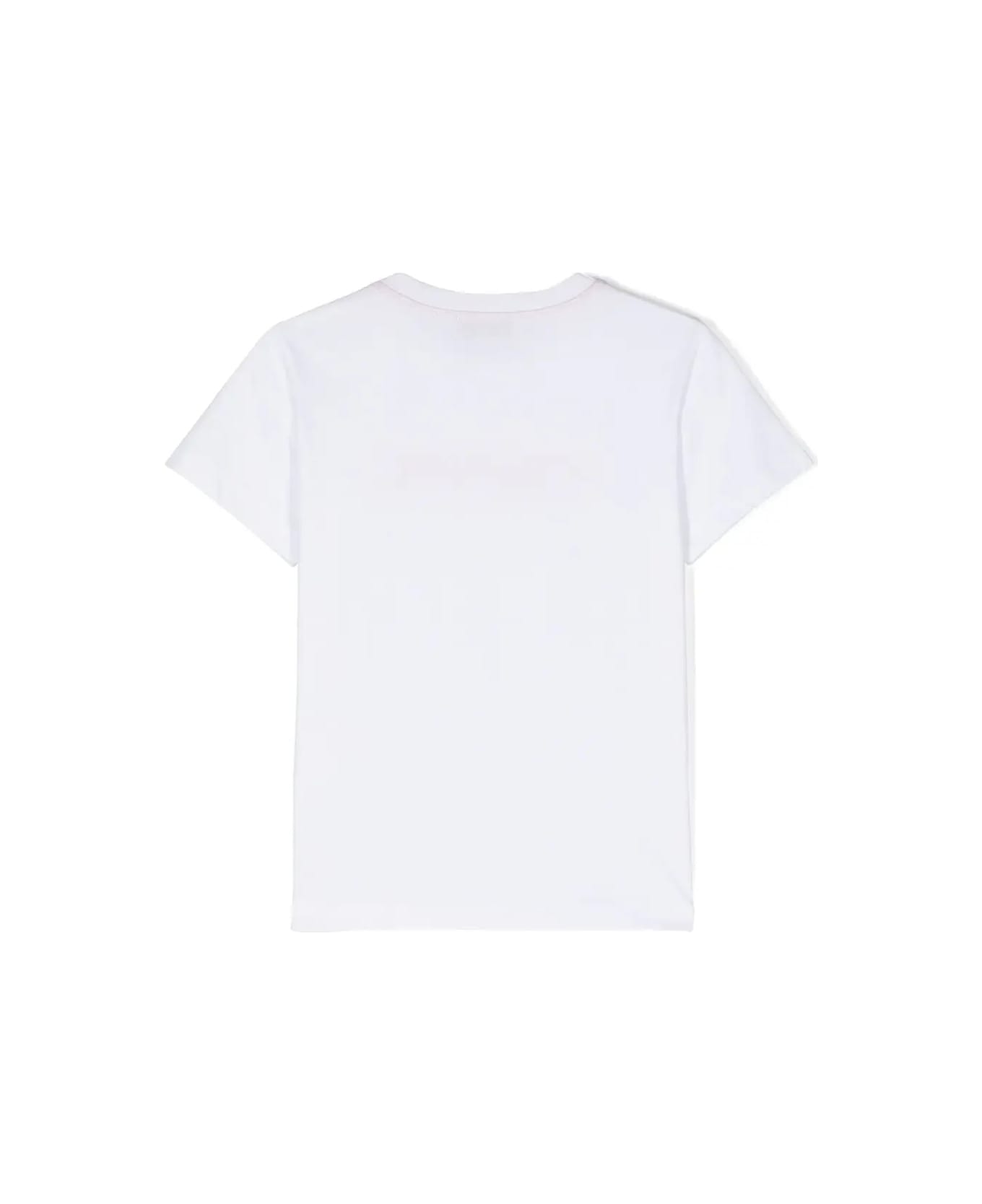 Missoni Kids White T-shirt With Pink Sequins Logo - Pink