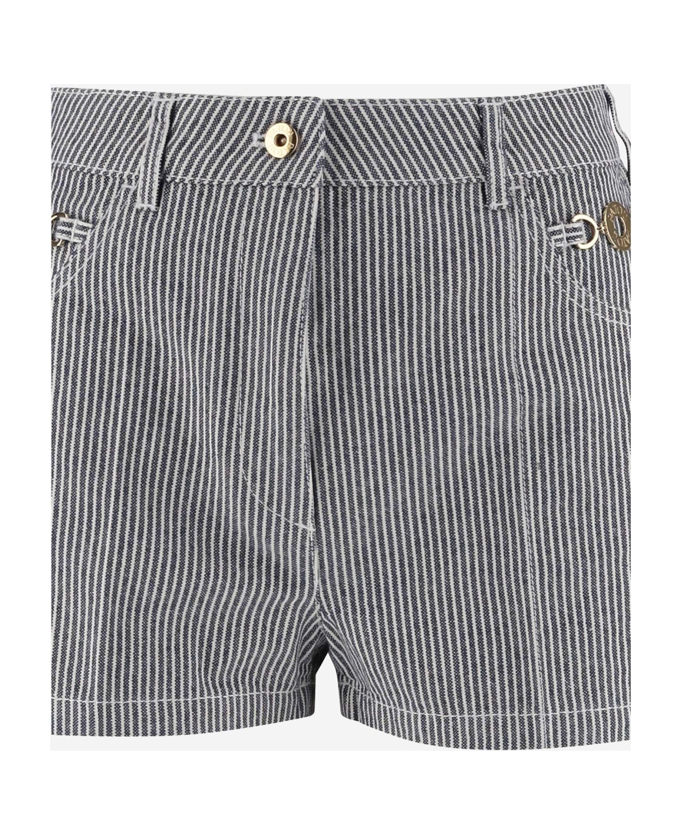 Patou Cotton Short Trousers With Striped Pattern - Navy Striped