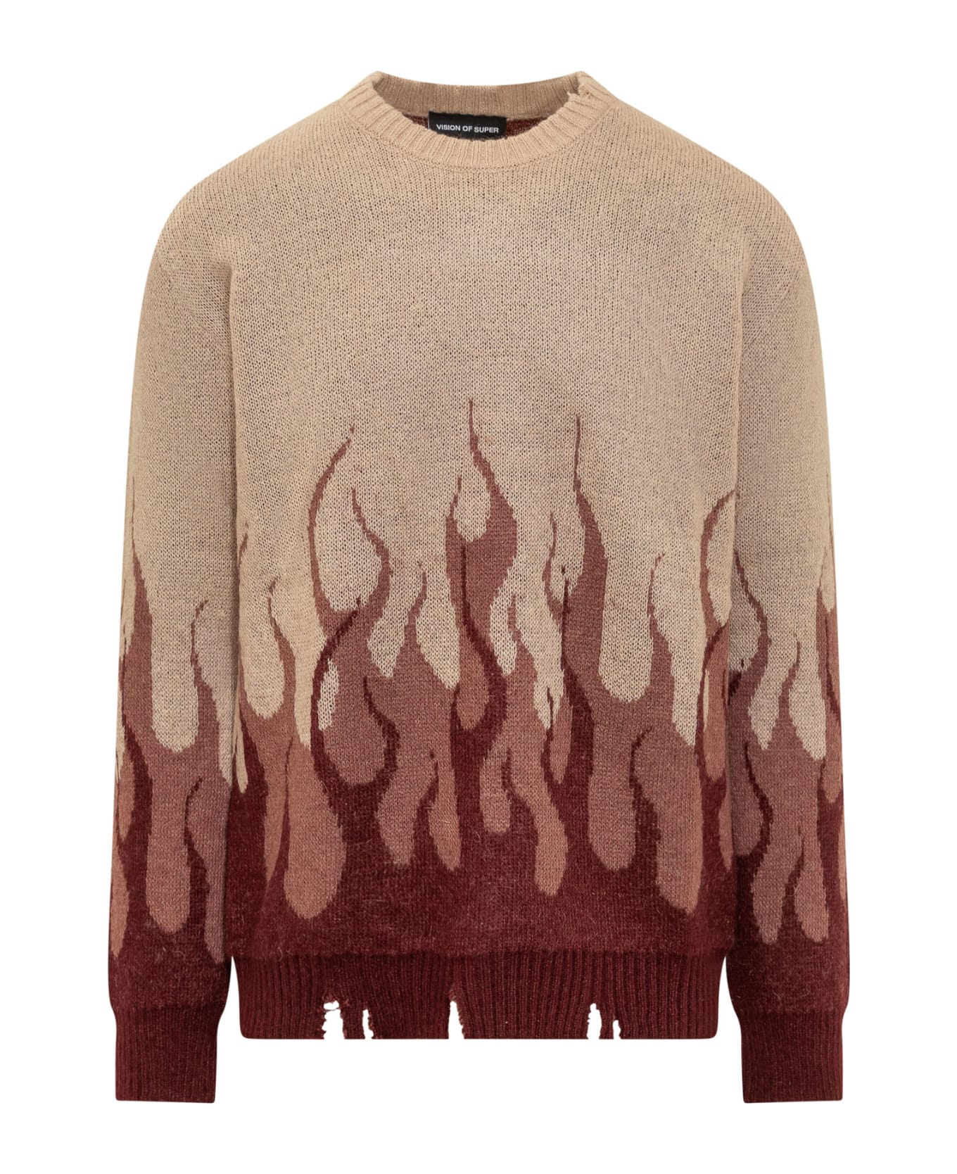 Vision of Super Flames Sweater - GRAPE WINE ニットウェア