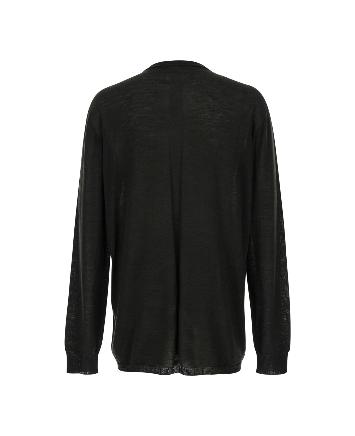 Rick Owens Black Oversized Crewneck Top In Semi Sheer Knit Man - Black