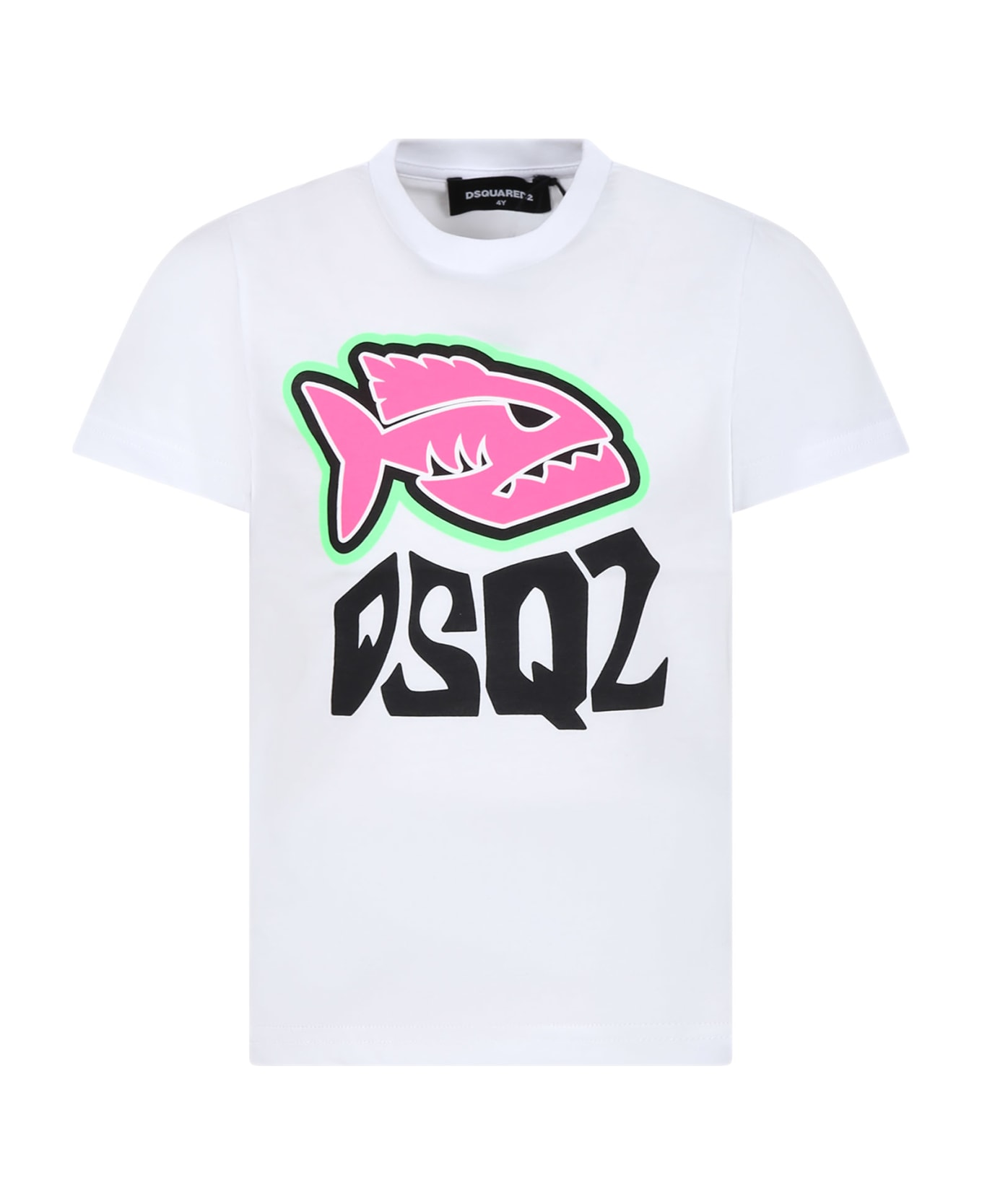 Dsquared2 White T-shirt For Boy With Logo Tシャツ＆ポロシャツ