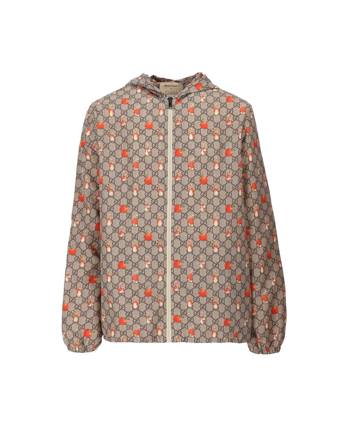 Gucci Allover Printed Hooded Jacket - Beige