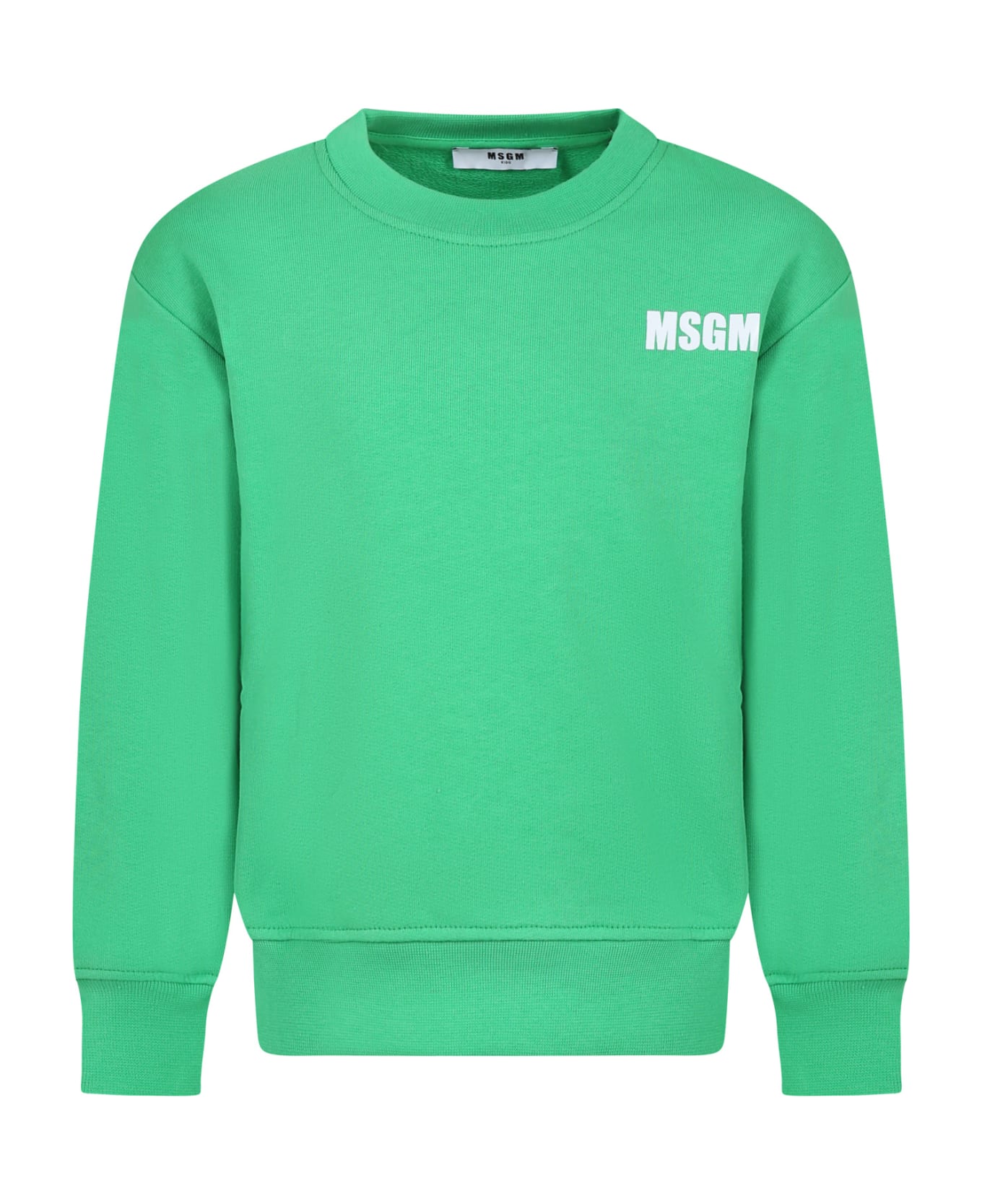 MSGM Green Sweatshirt For Kids With Logo - Verde ニットウェア＆スウェットシャツ