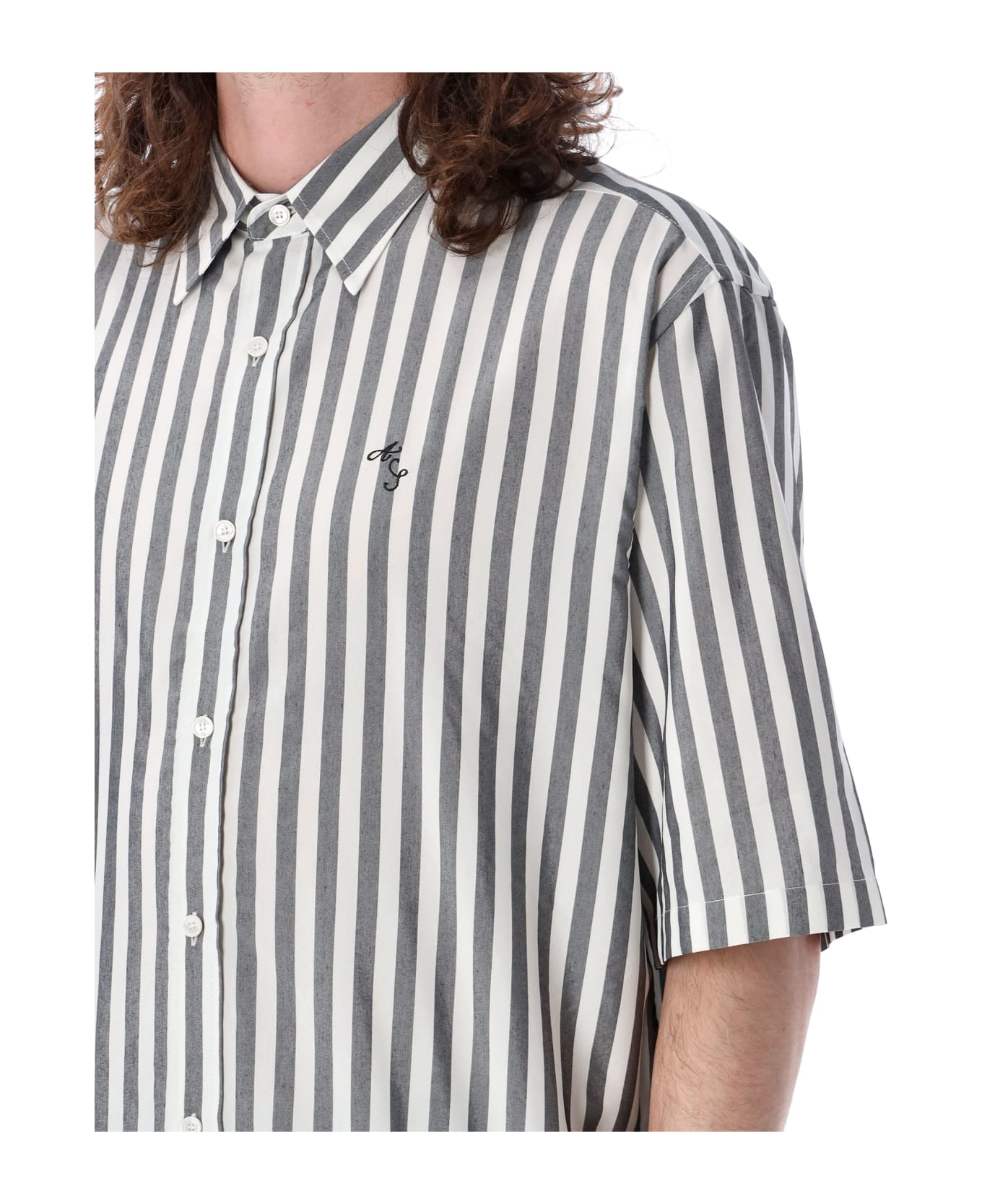 Acne Studios Stripe Button-up Shirt - WHITE BLACK STRIPES シャツ
