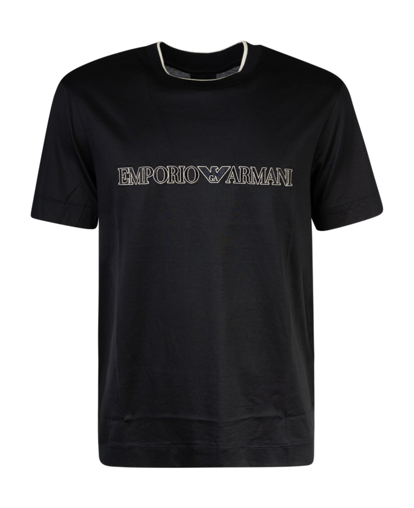 Emporio Armani Logo Print T-shirt - Drawing Navy シャツ