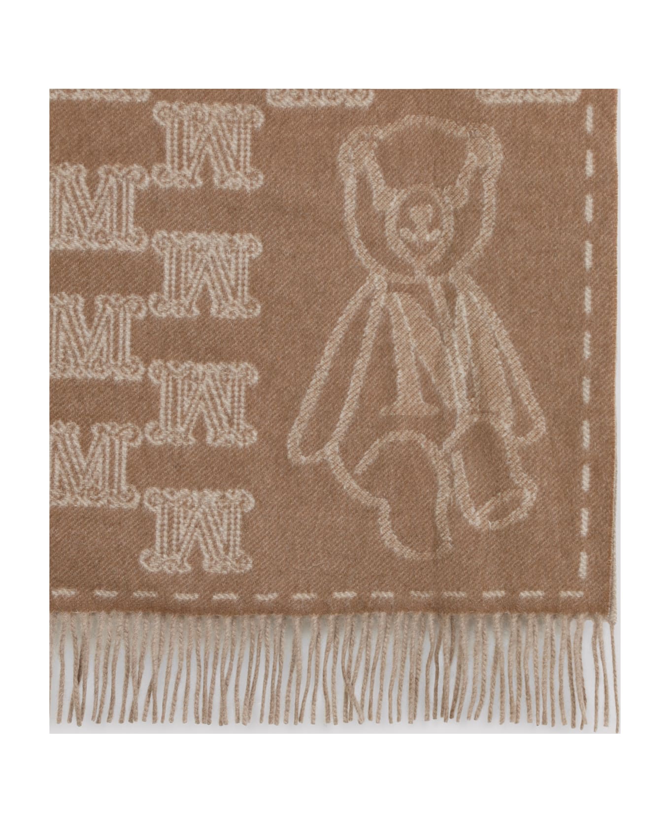 Max Mara Wsteddycamel Logo Teddy Scarf - Cacha Scuro