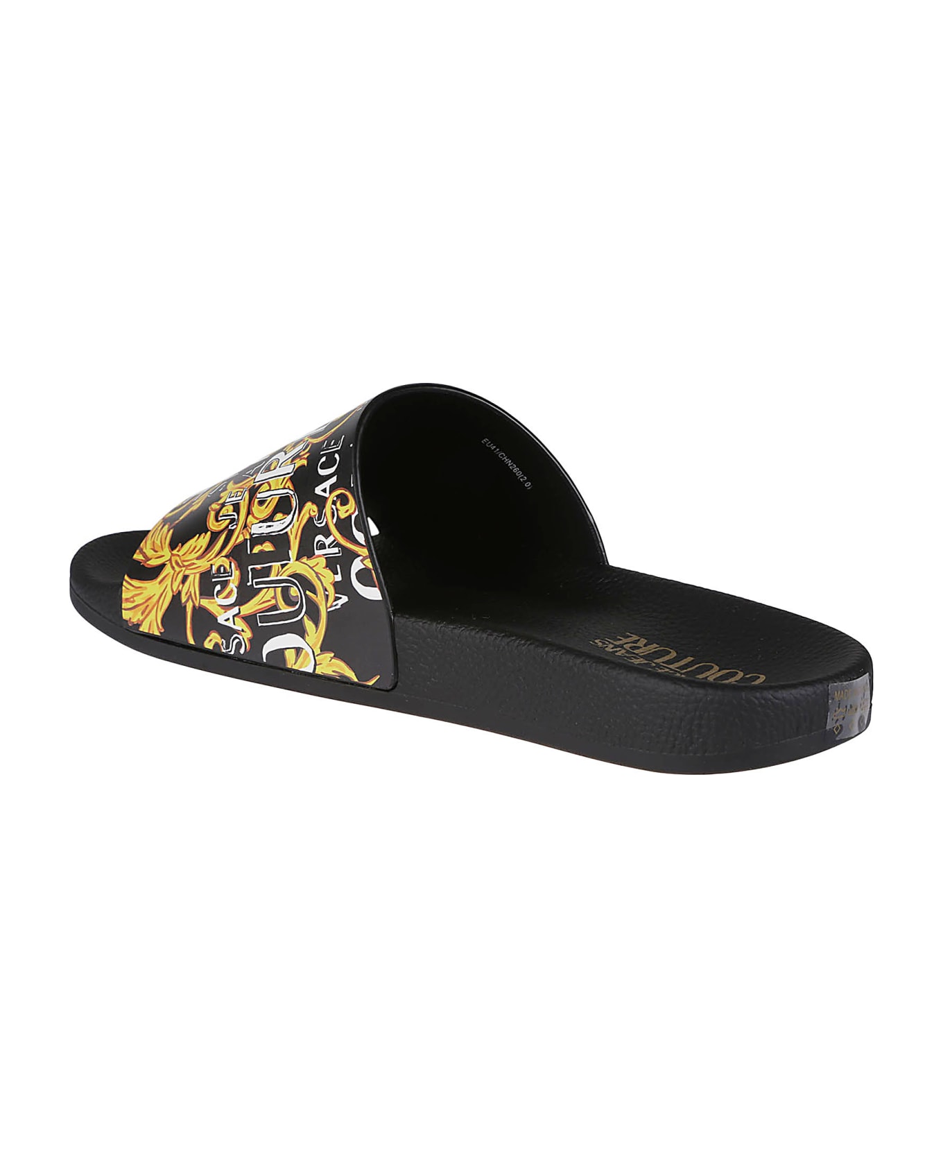 Versace Jeans Couture Gummy 38 Sliders - Black/gold その他各種シューズ