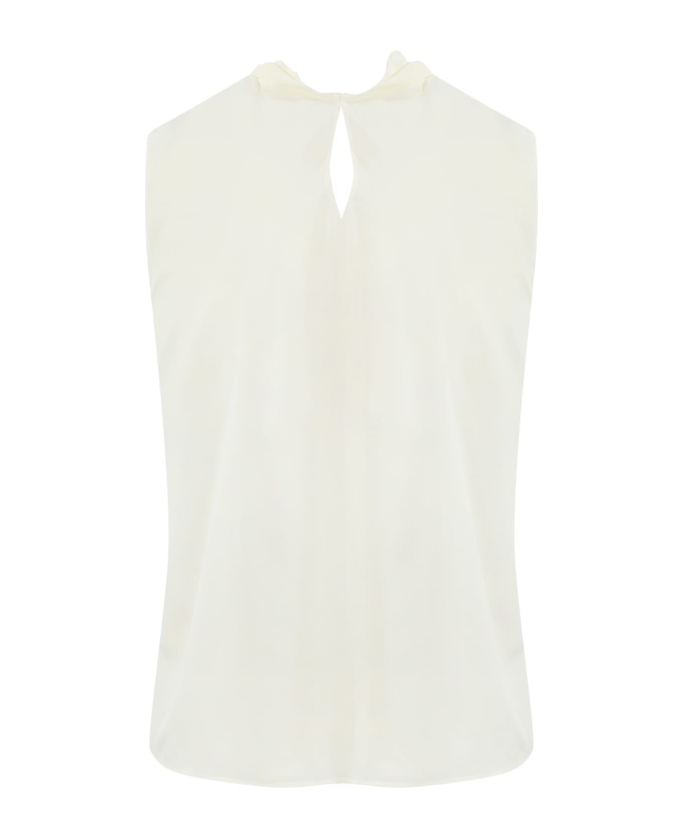 Max Mara Studio Crepe De Chine Top With Bow - White