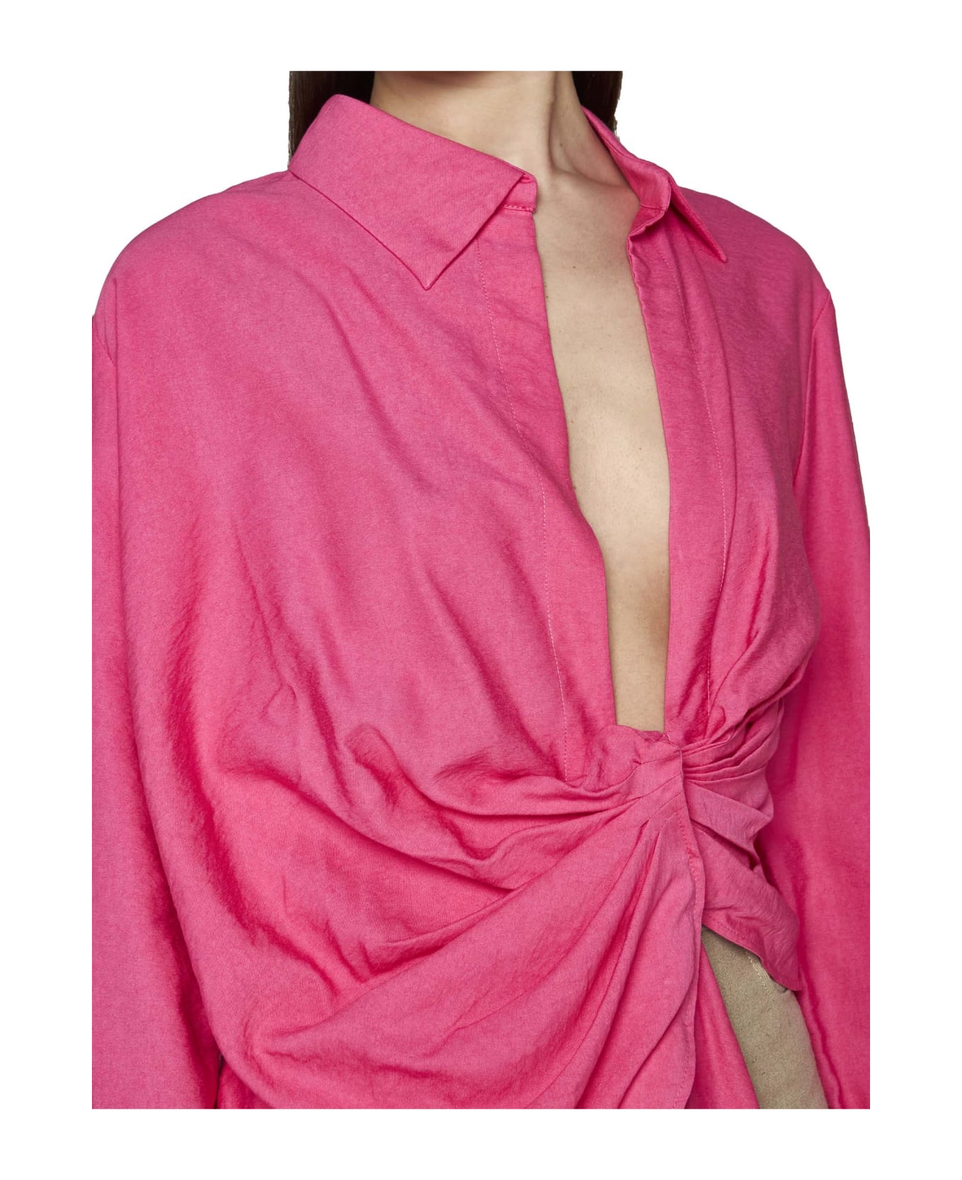 Jacquemus La Chemise Bahia Draped Shirt - Pink
