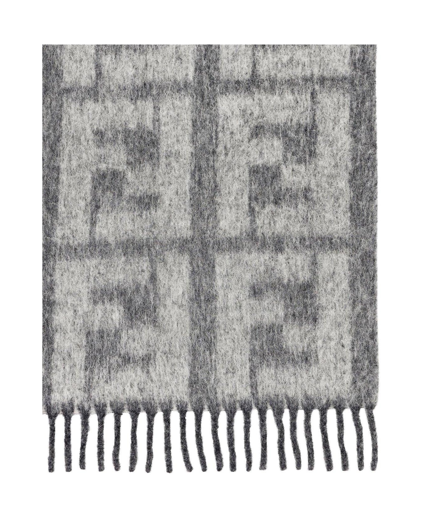 Fendi Ff Plaid Blanket - Grey