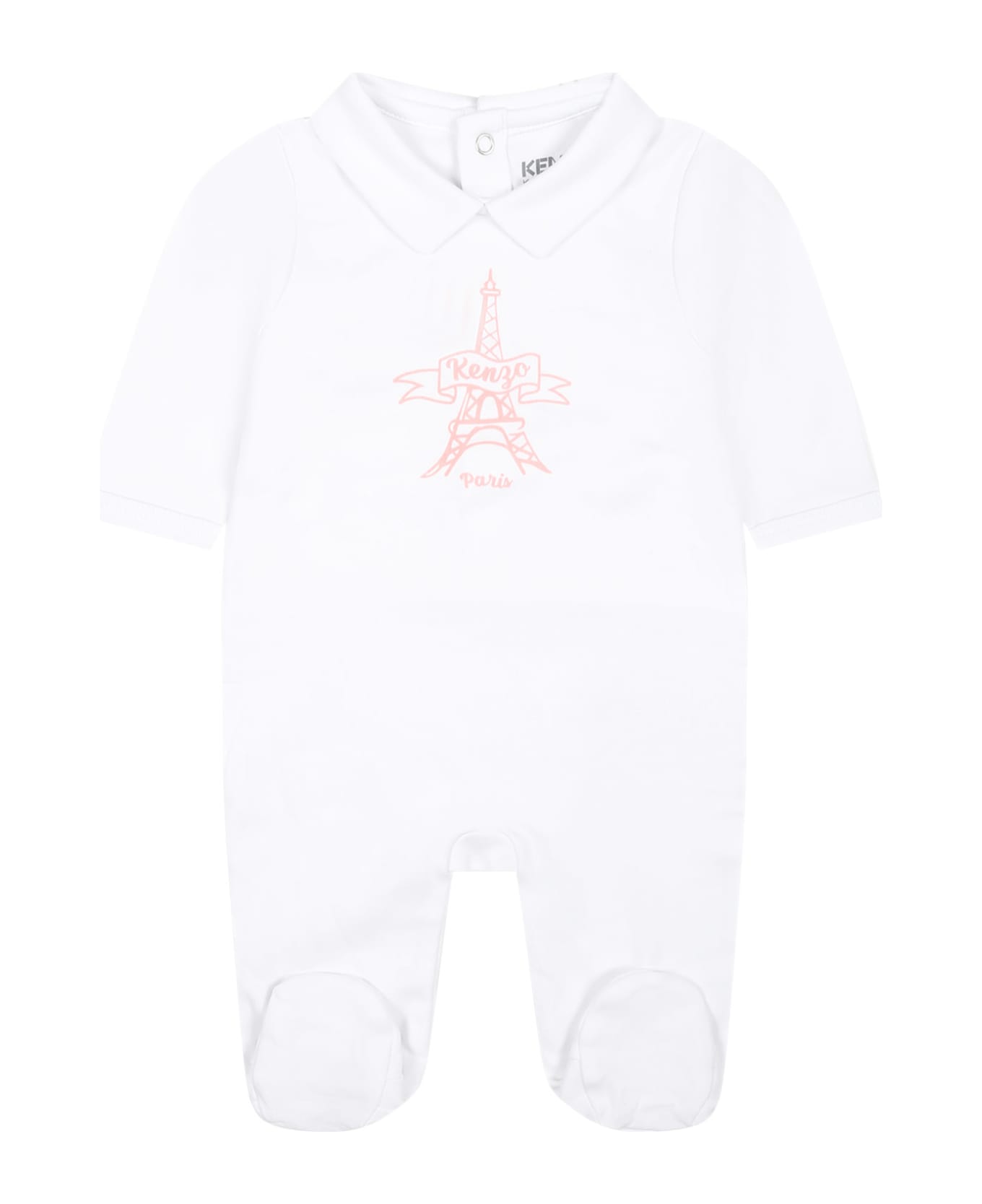 Kenzo Kids Pink Set For Baby Girl With Tour Eiffel And Print - Multicolor