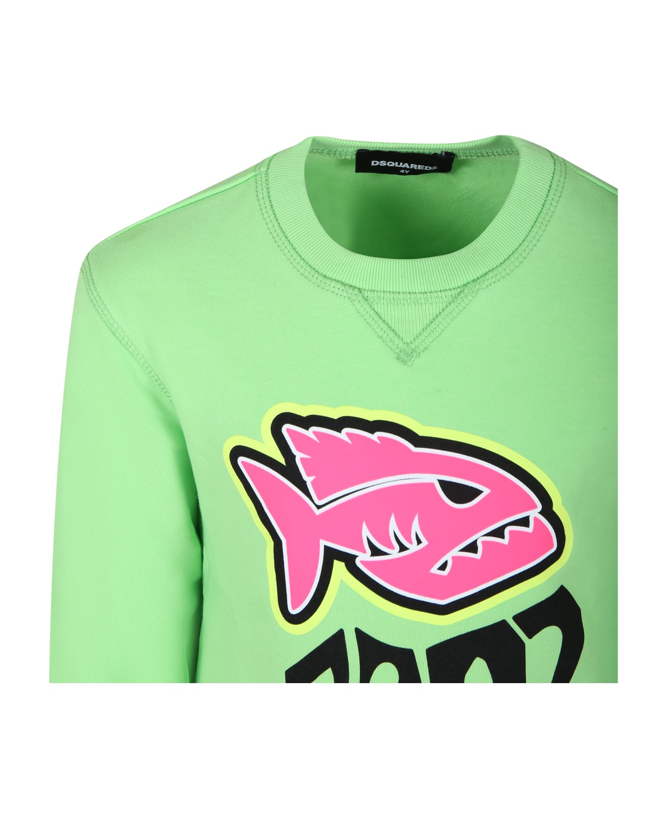 Dsquared2 Green Sweatshirt For Boy With Logo And Print - Green ニットウェア＆スウェットシャツ