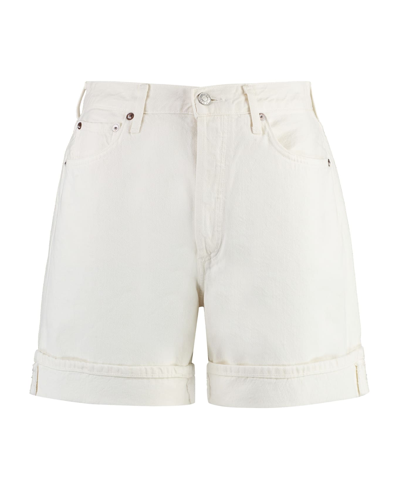 AGOLDE Cotton Bermuda Shorts - panna