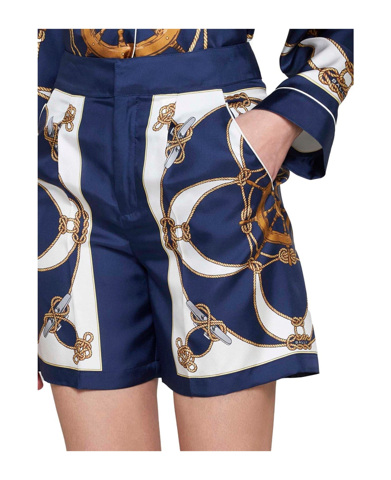 Bally Mid-rise Helm-printed Shorts - BLUE/WHITE