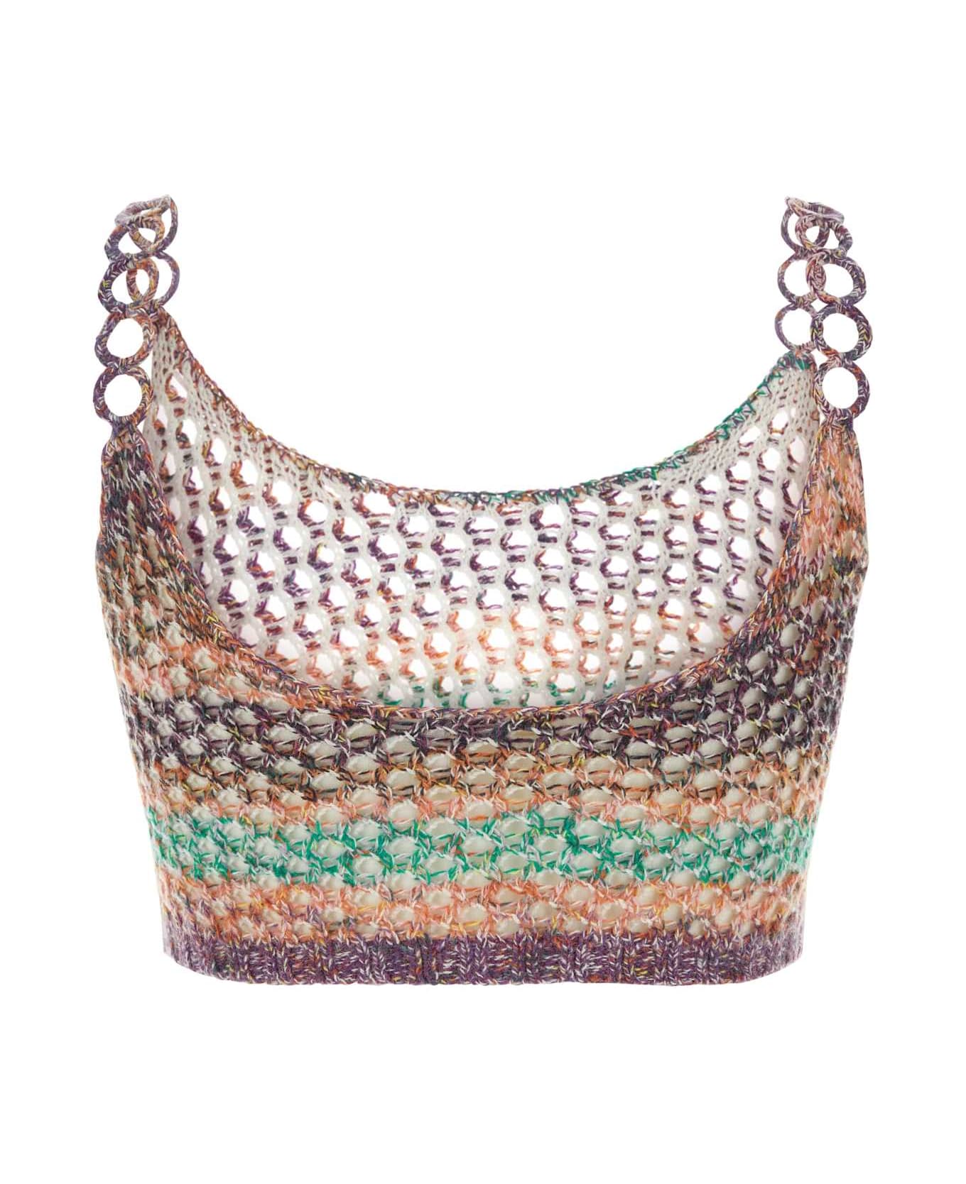 Chloé Multicolor Crochet Top - MULTICOLORBLACK1