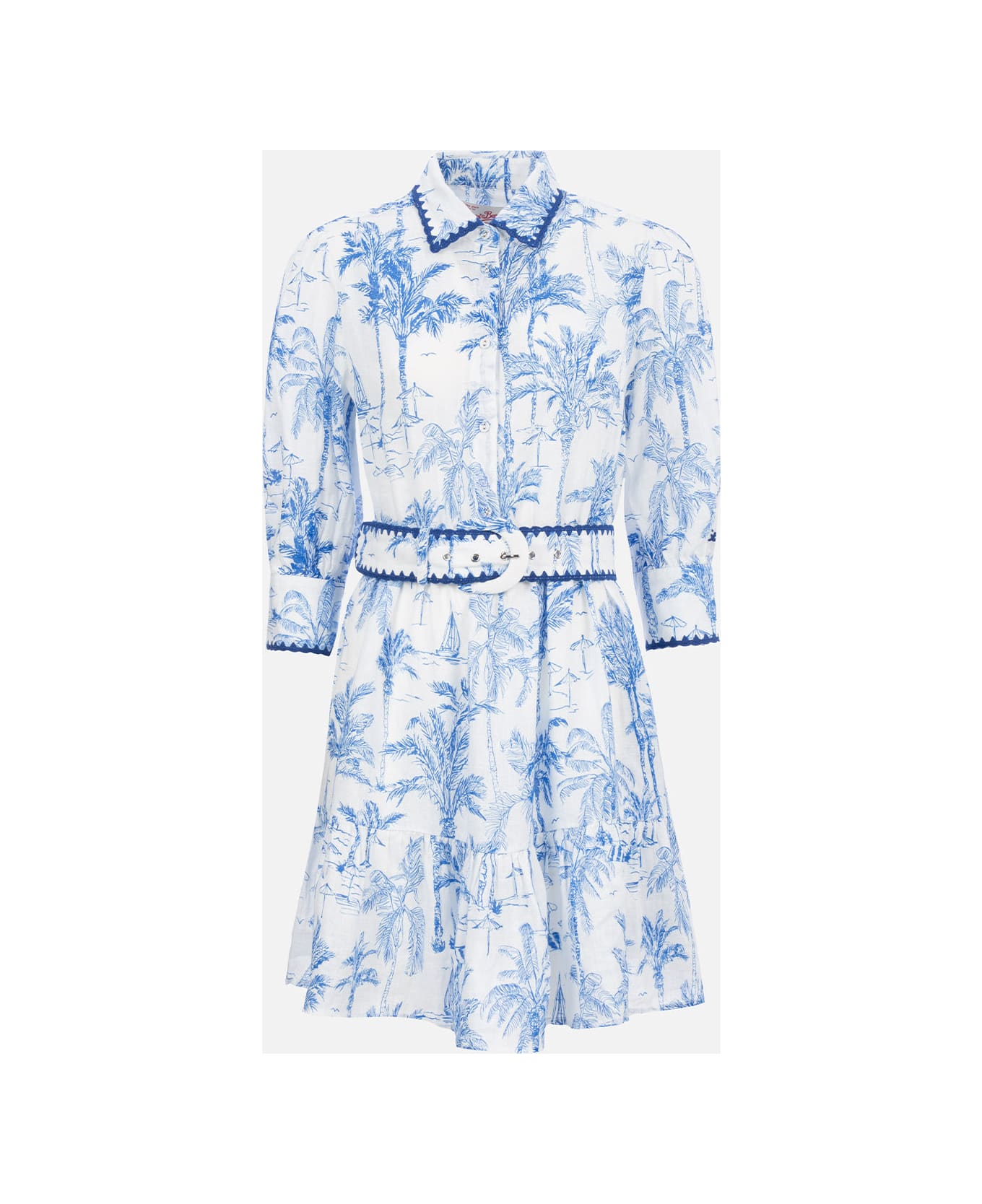 MC2 Saint Barth Woman Toile De Jouy Linen Dress Daisi - BLUE