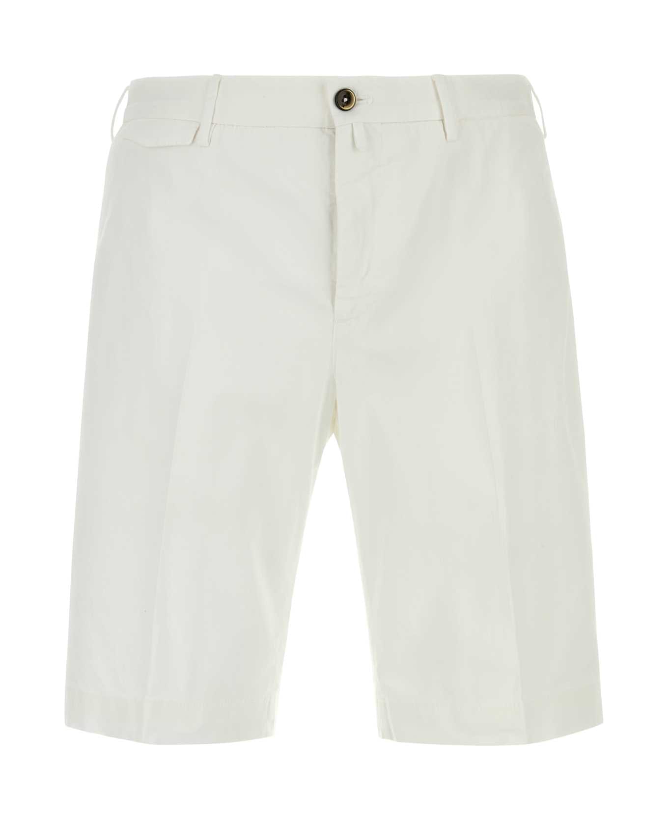 PT Torino White Stretch Cotton Bermuda Shorts - Y010