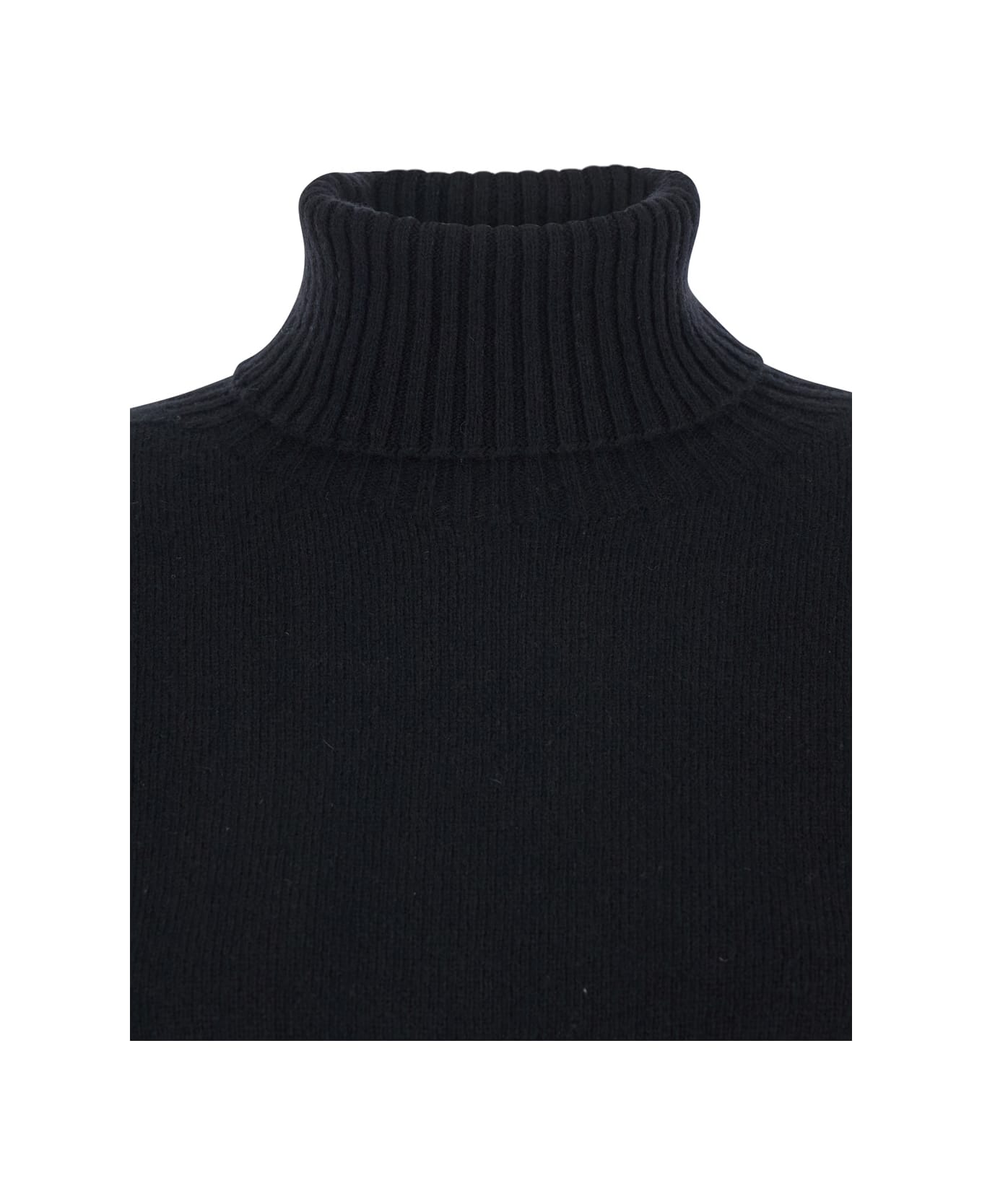 Mauro Grifoni Black Turtleneck Sweater With Ribbed Trims In Wool Woman - Black