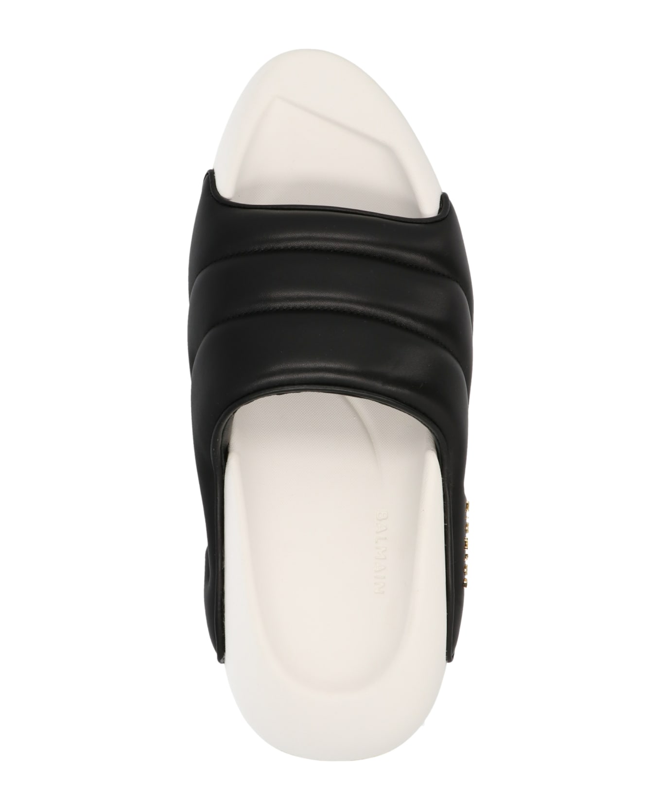Balmain B-it Leather Slides - White/Black
