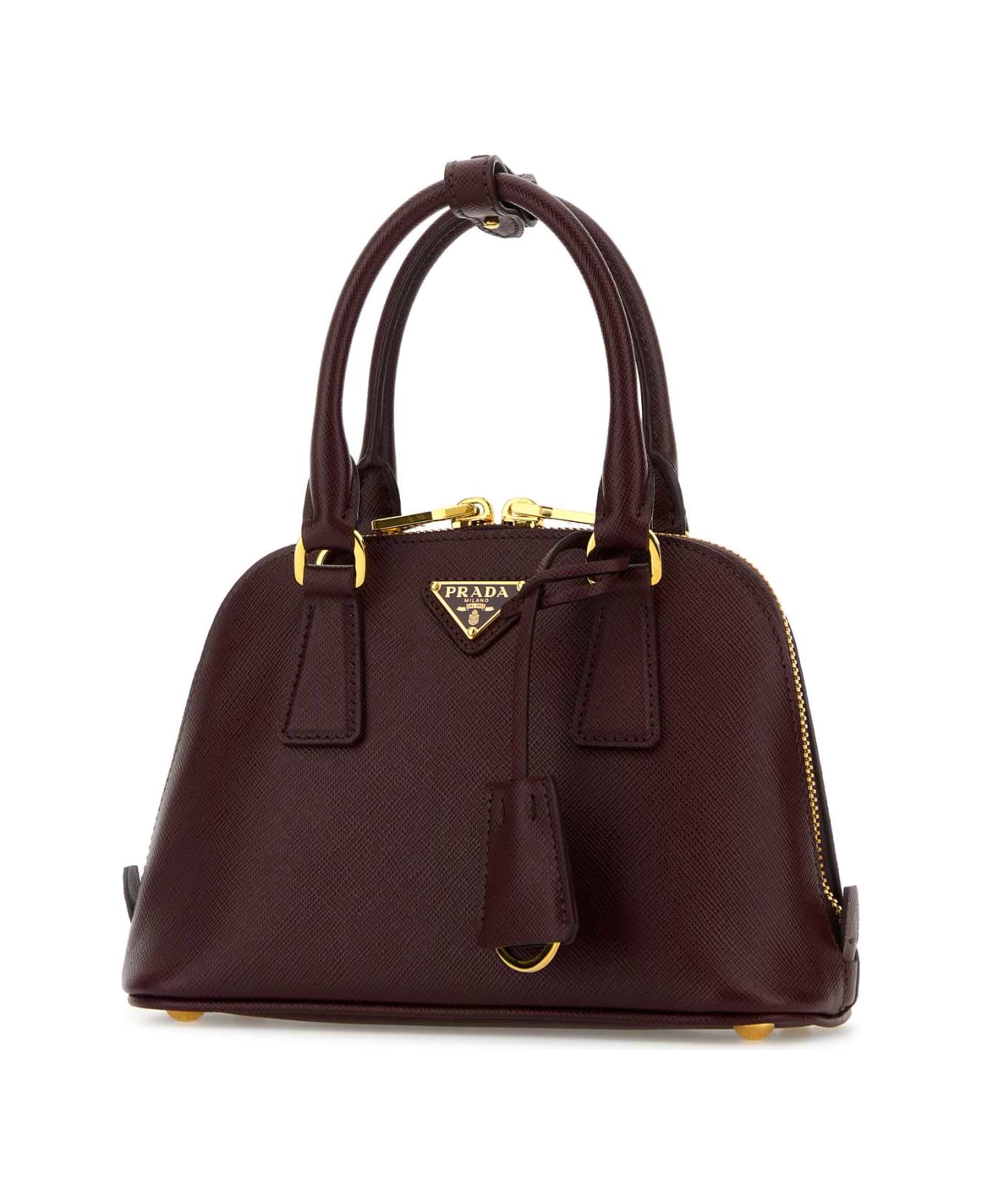 Prada Burgundy Leather Handbag - BORDEAUX