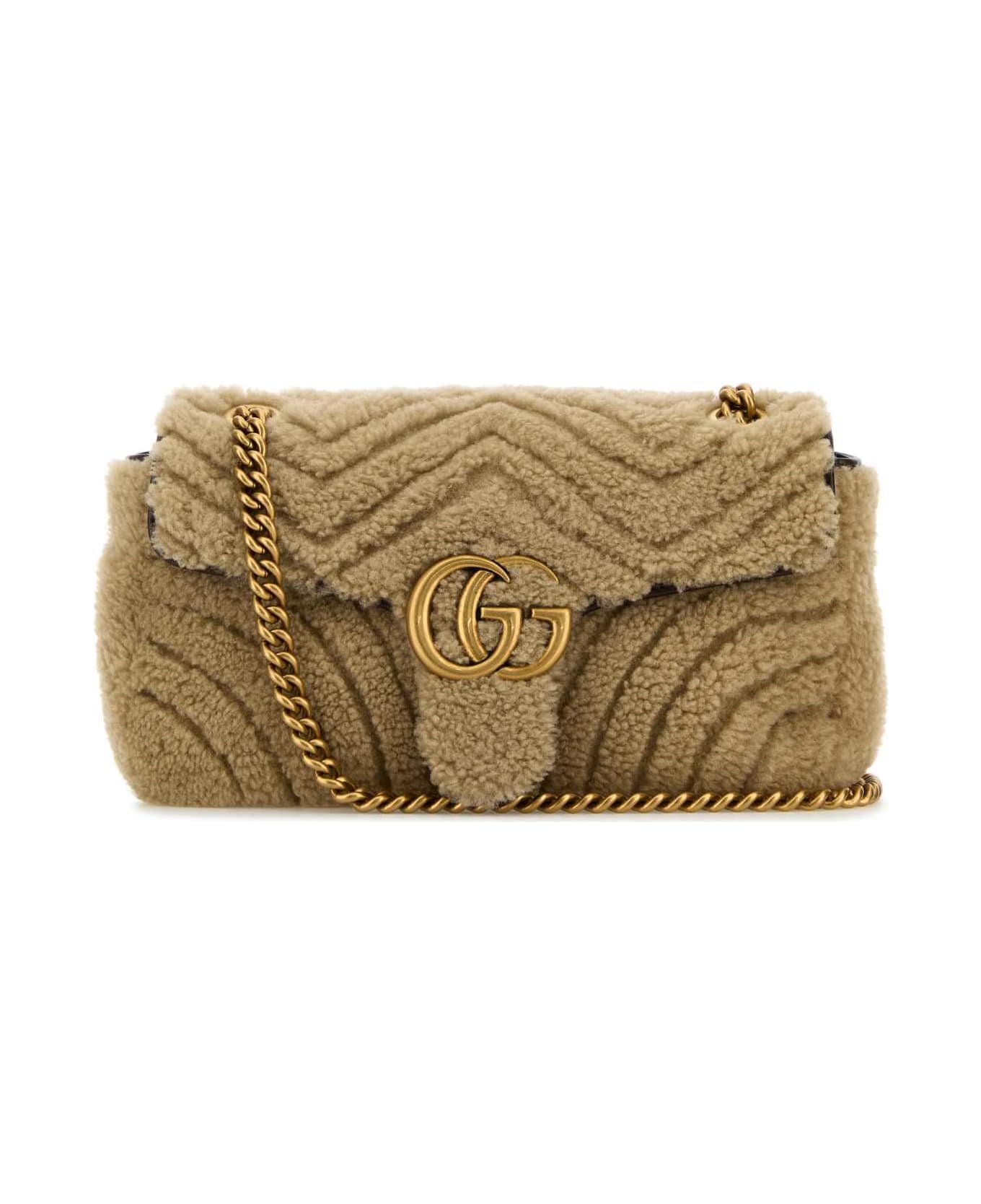 Gucci Beige Shearling Small Marmont Shoulder Bag - COWBOYNATCOWBOYBR