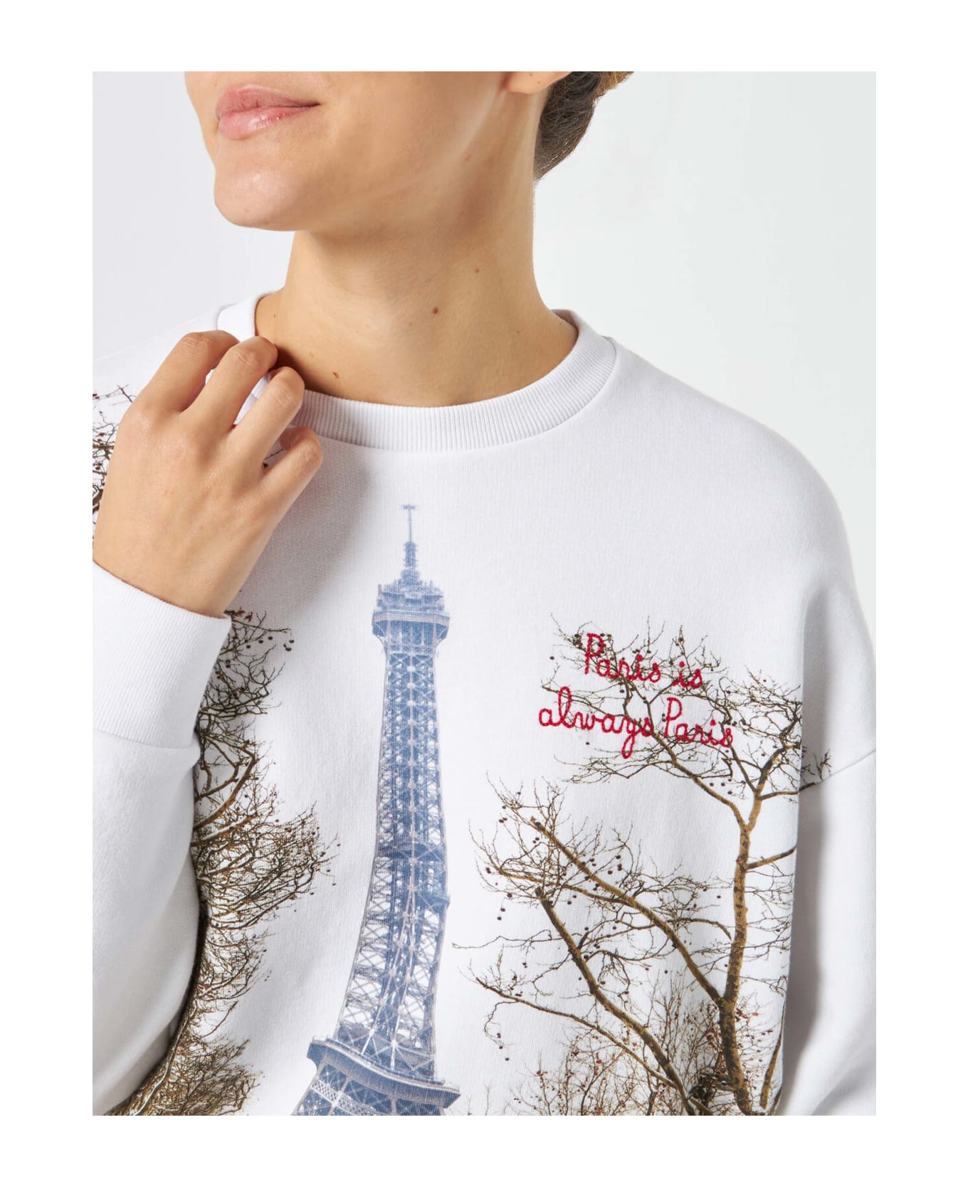 MC2 Saint Barth Woman Fleece Sweatshirt With Paris Postcard Print