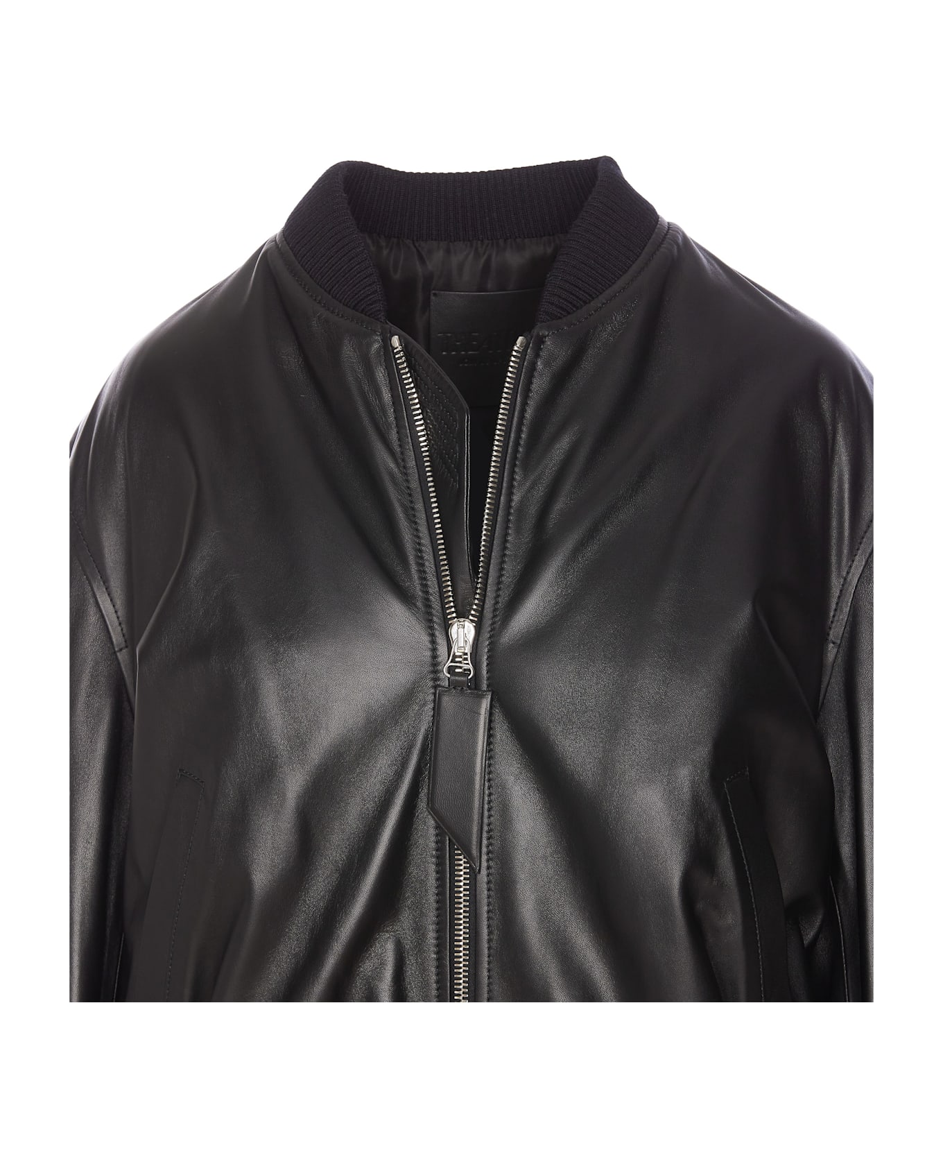 The Attico Leather Bomber - Black