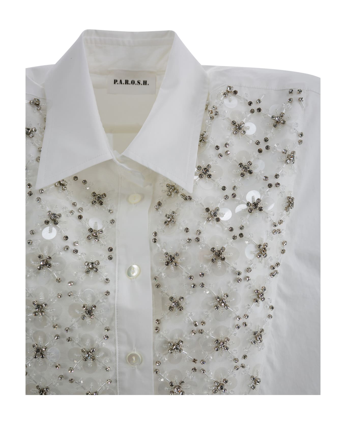 Parosh Shirt With Sequin Embroidery - White