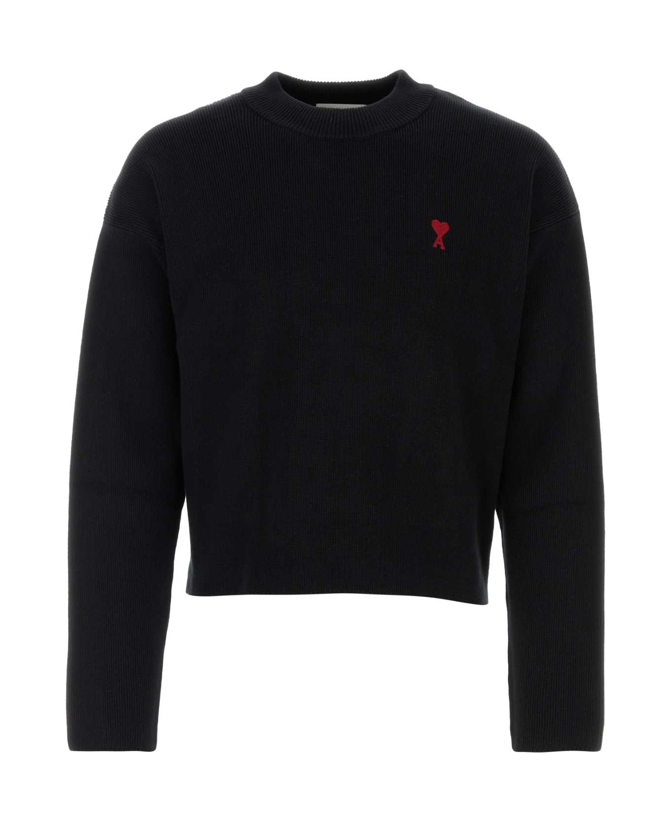 Ami Alexandre Mattiussi Black Stretch Cotton Blend Sweater - BLACK