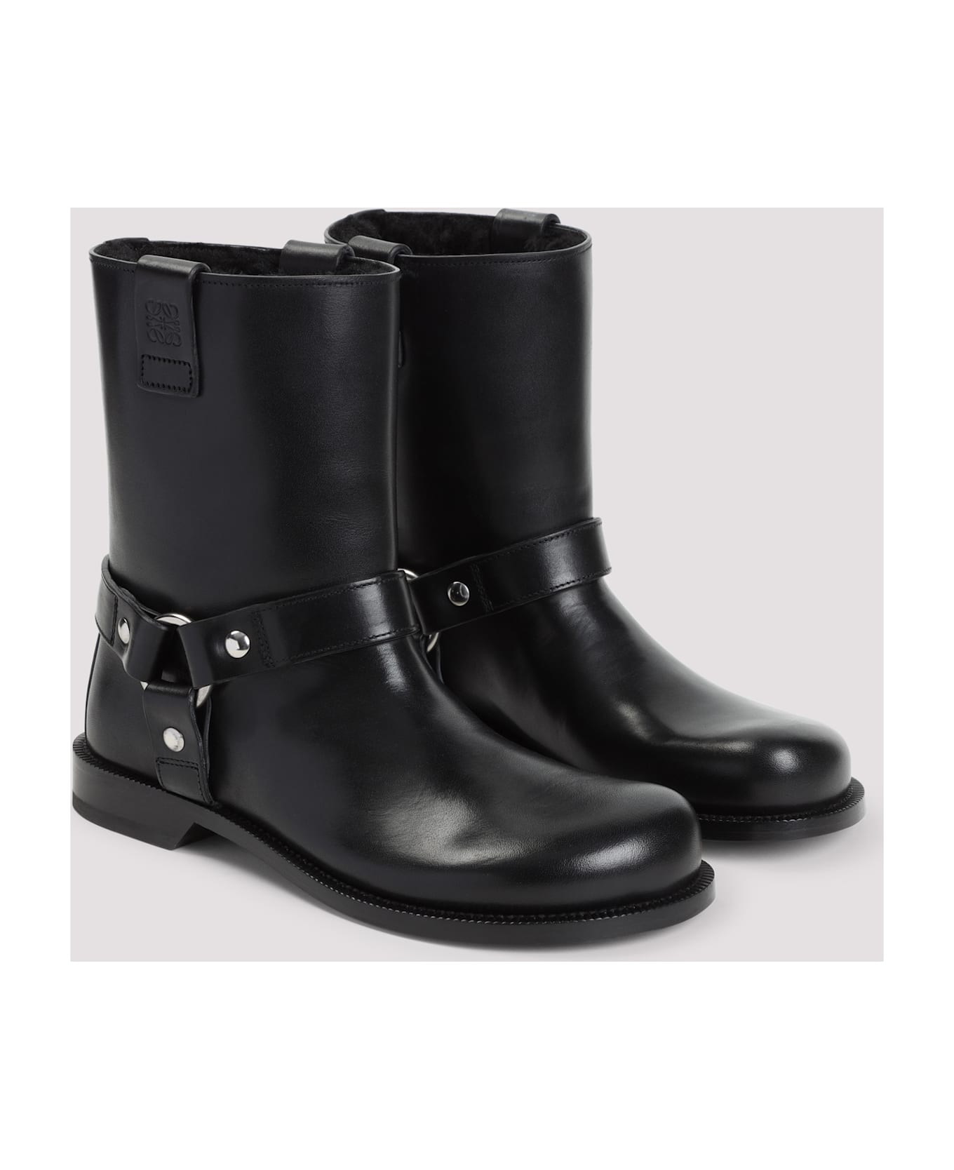 Loewe Campo Biker Shearling Boots - Black