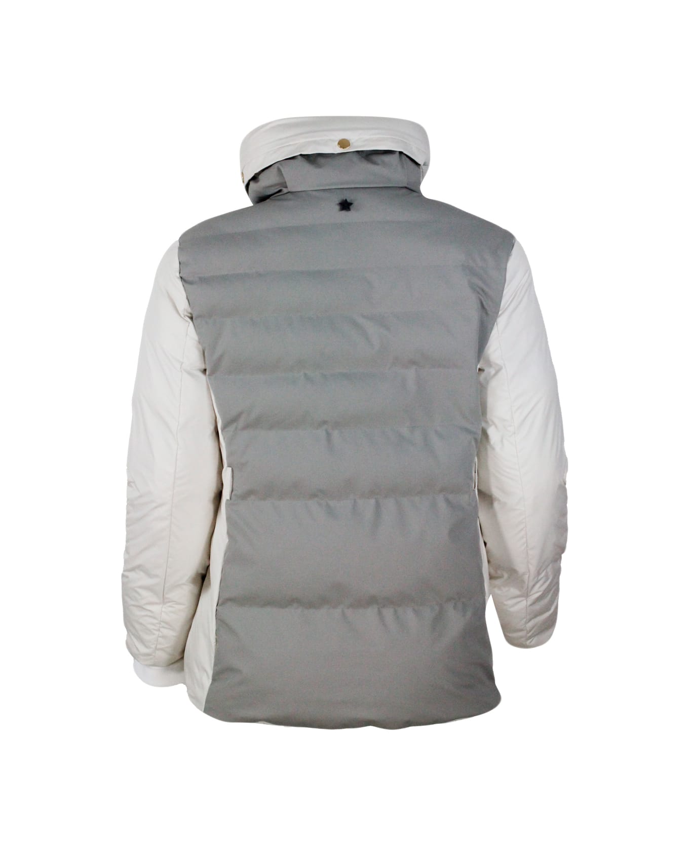 Lorena Antoniazzi Chalet Collection Down Jacket In Two-tone Technical Fabric With Openable Collar And Zip Closure - Grey