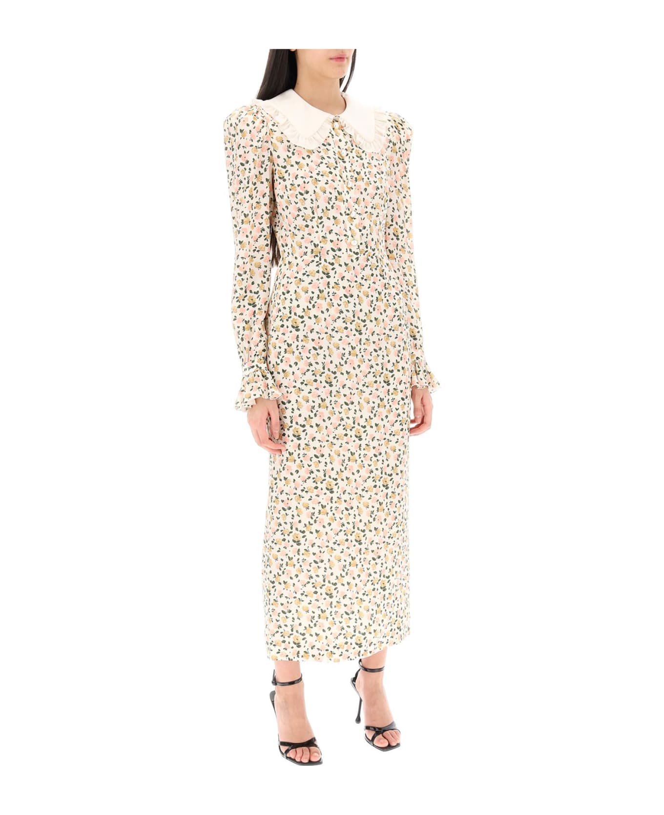 Alessandra Rich Floral Shirt Dress - PINK MULTI