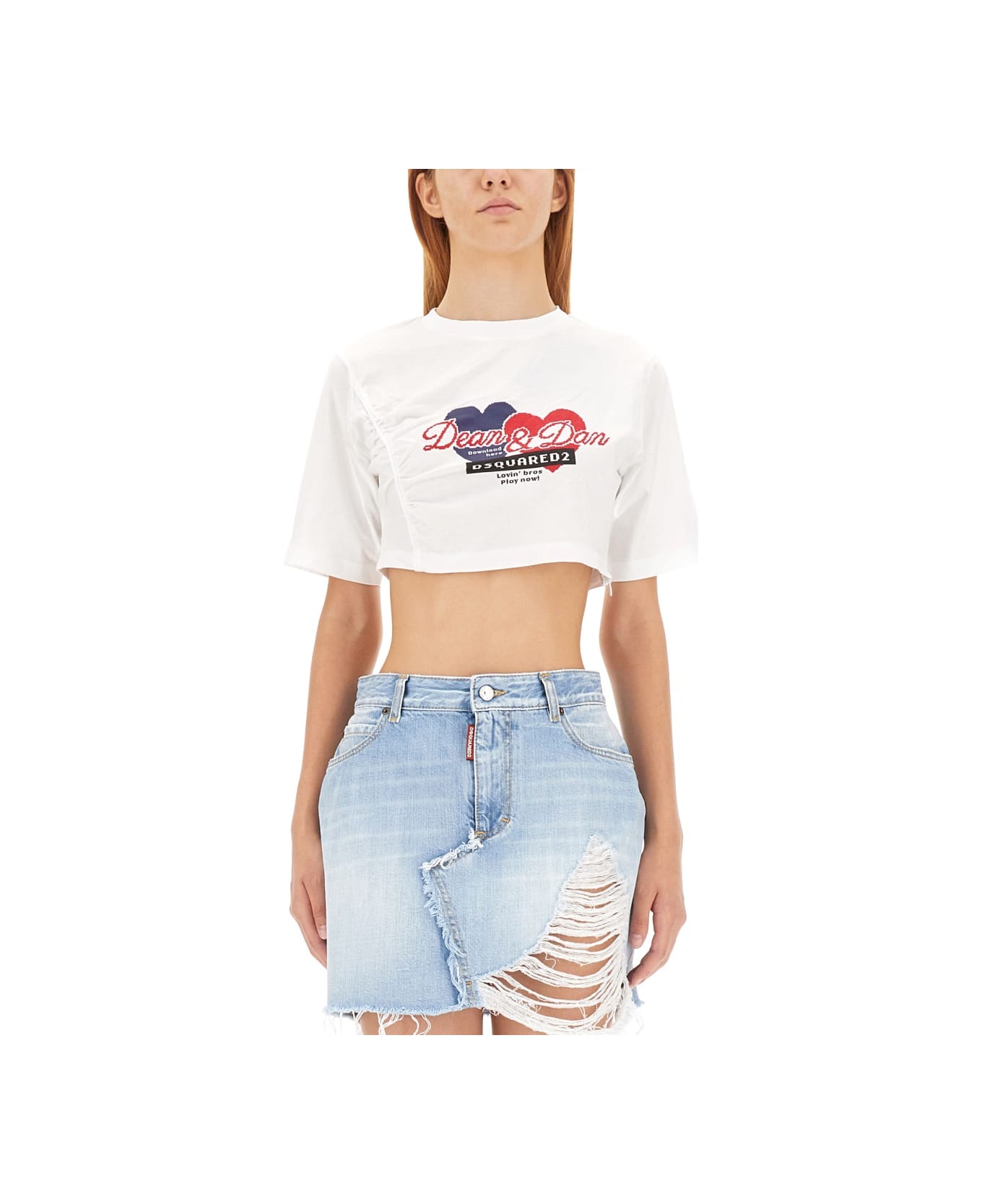 Dsquared2 Cropped Fit T-shirt - WHITE Tシャツ