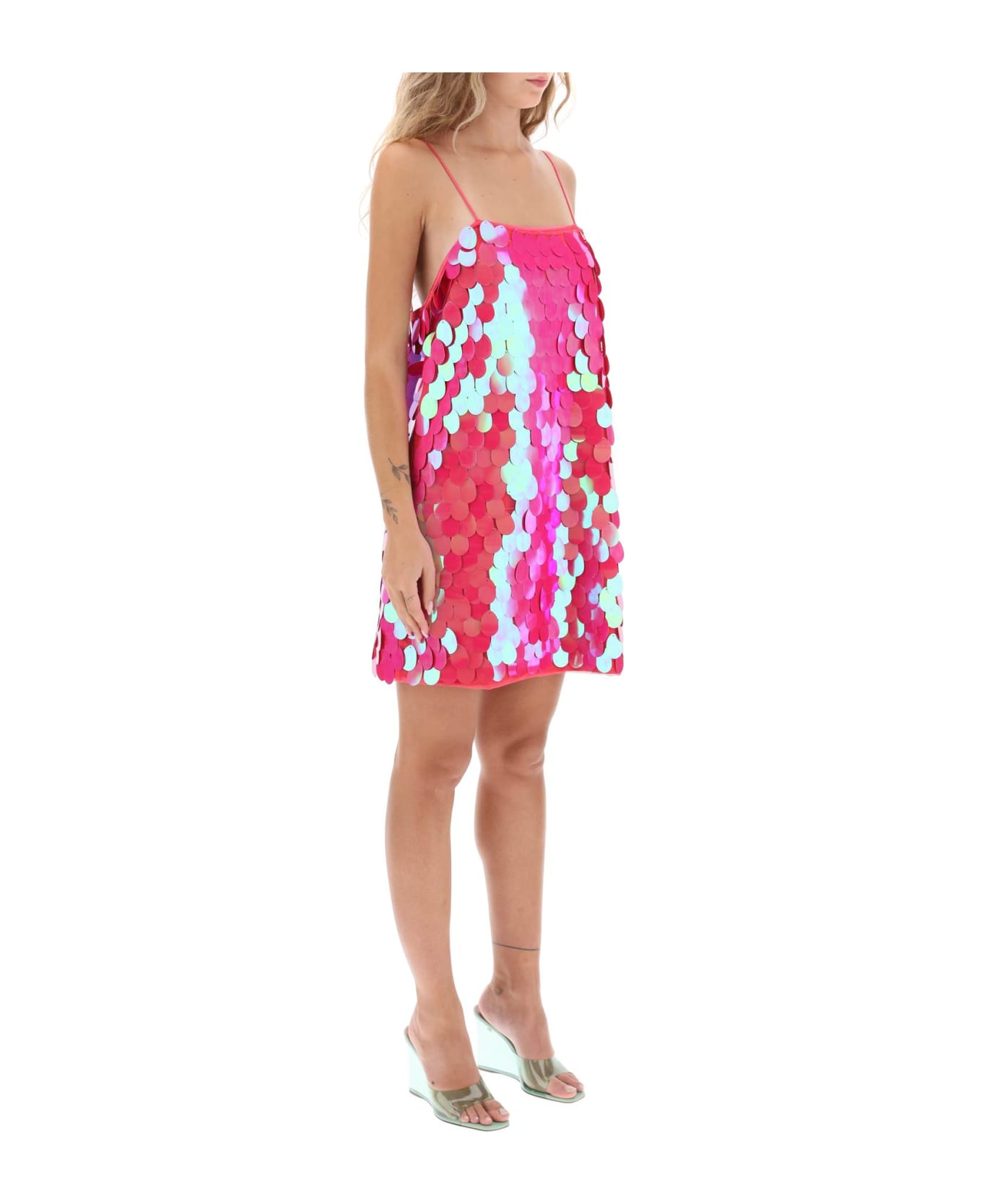 Rotate by Birger Christensen Sequined Mini Slip Dress - PINK GLO (Fuchsia)