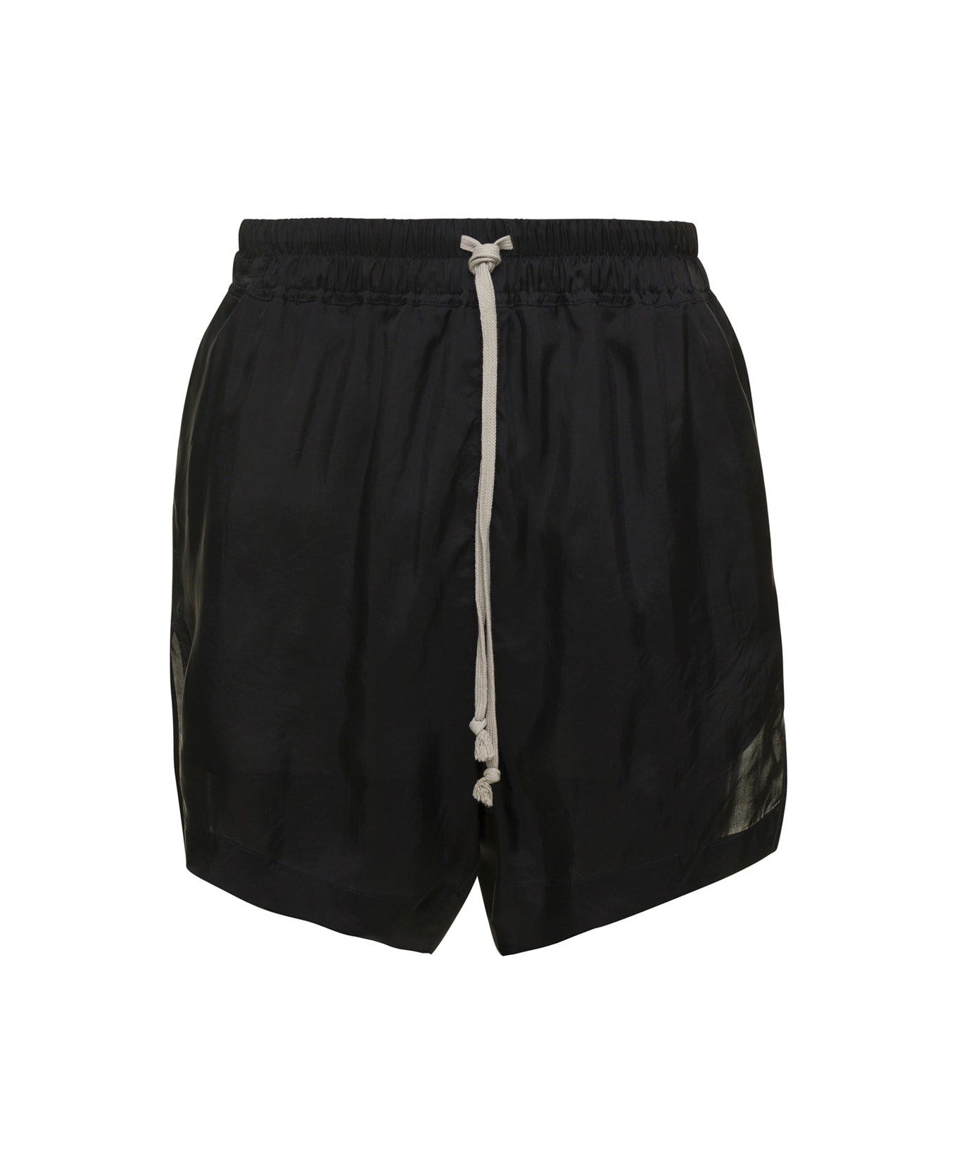 Rick Owens Black Boxers Shorts In Cupro Woman - Black ショートパンツ