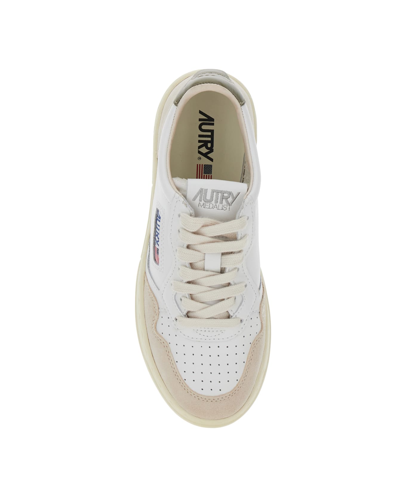 Autry 'medalist' White Low Top Sneakers With Logo Patch On Tongue And Side In Leather Blend Woman - White