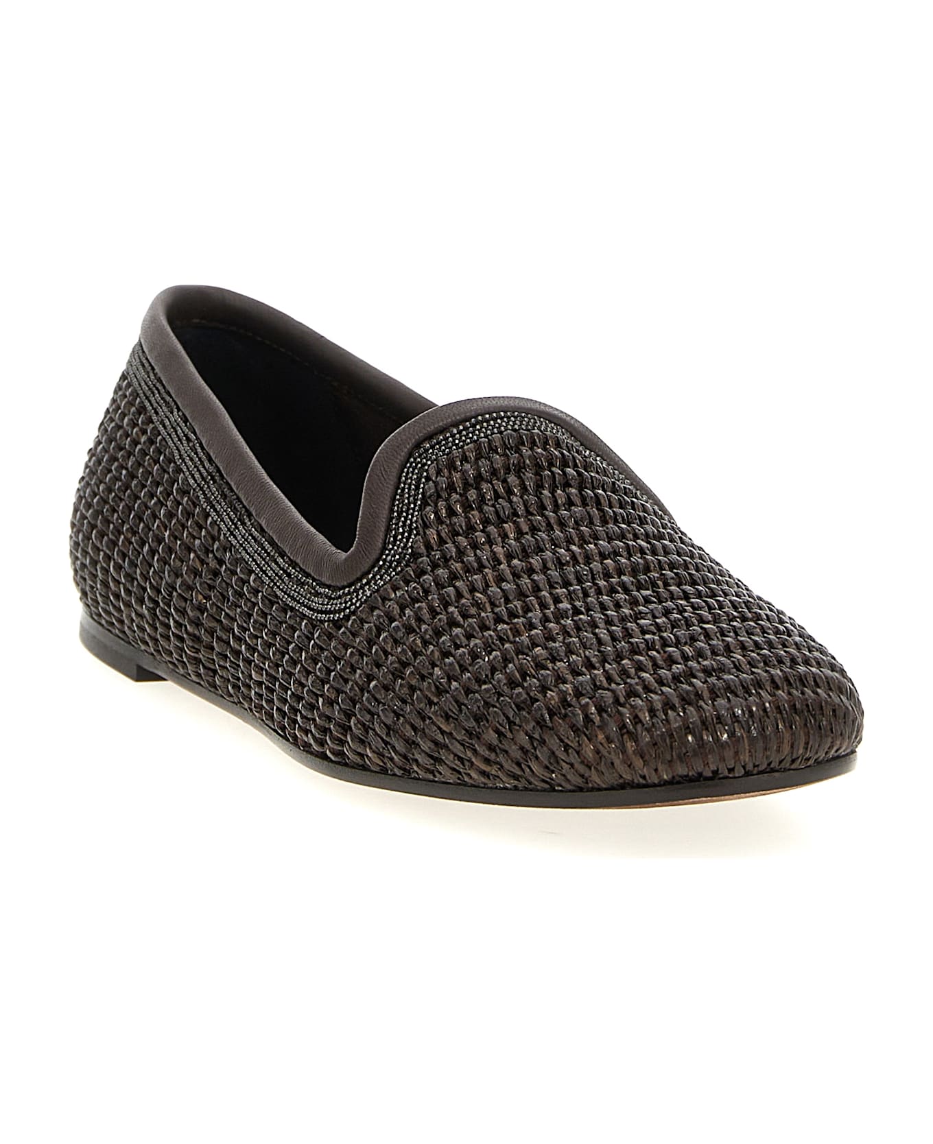Brunello Cucinelli 'precious Trim' Slippers - Brown