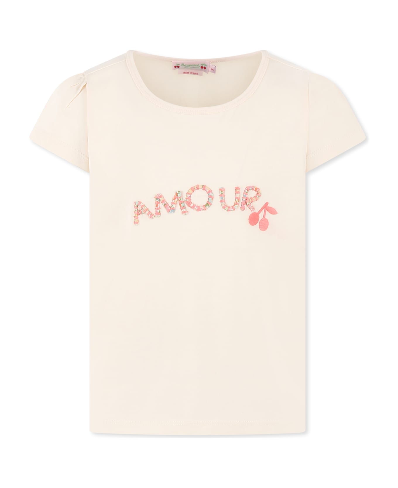 Bonpoint Pink T-shirt For Girl With Writing - Pink